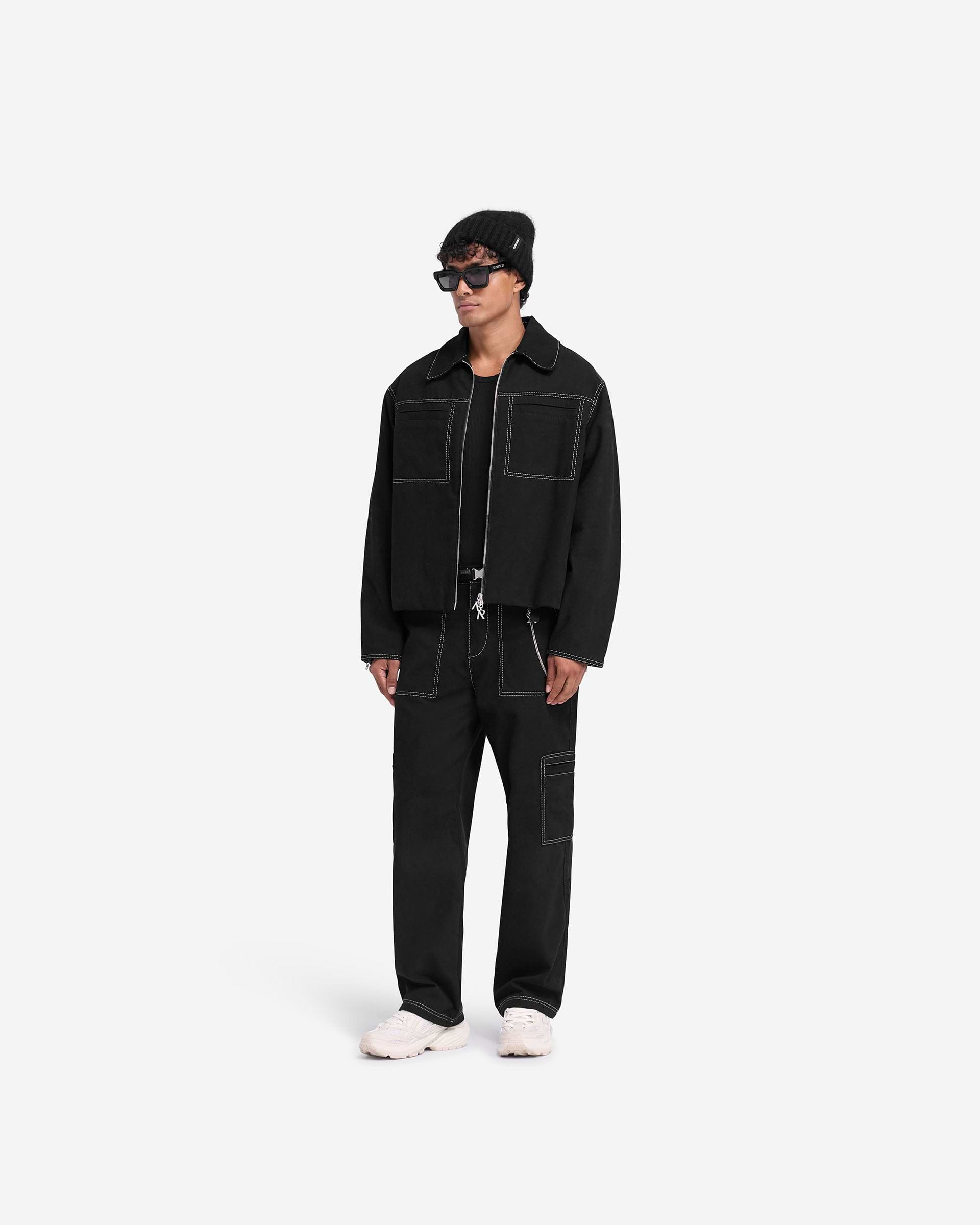 Contrast Stitch Smart Jacket - Jet Black