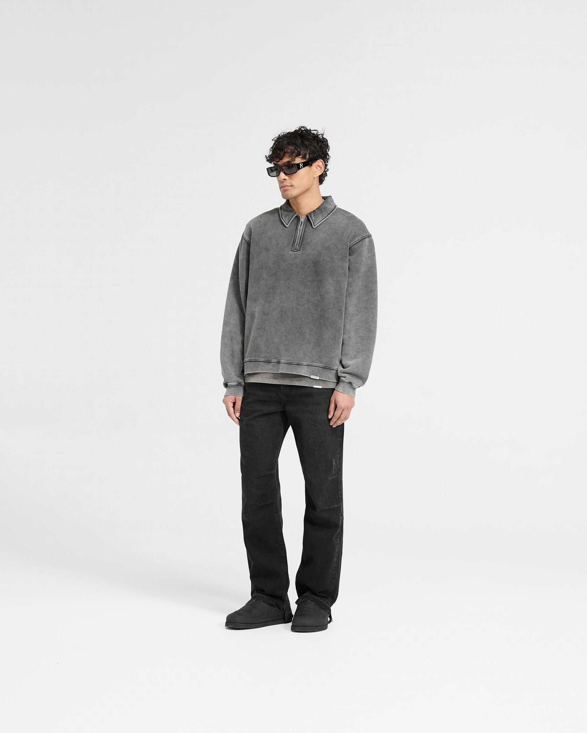 Initial Boxy Oversized Quarter Zip | Vintage Grey | REPRESENT