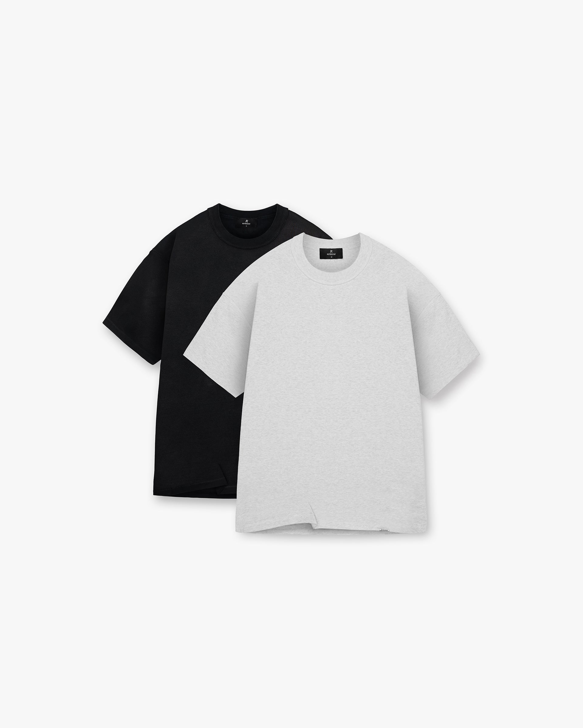 2 x Initial T-Shirt - Black & Ice Grey Marl