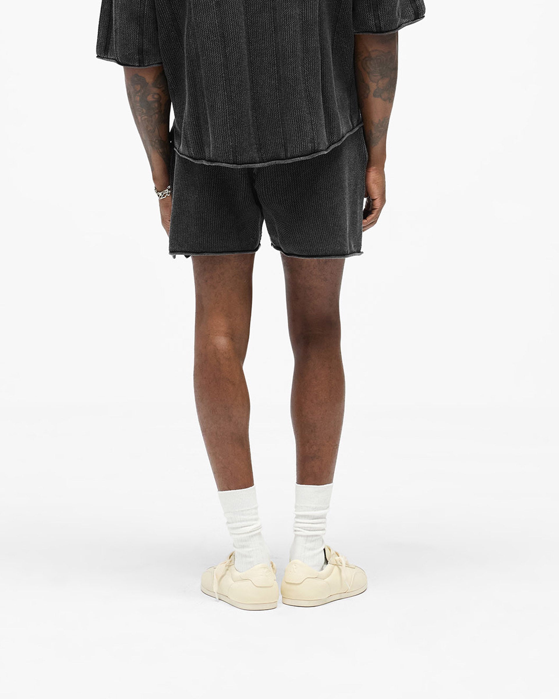 Knitted Varsity Shorts - Vintage Grey