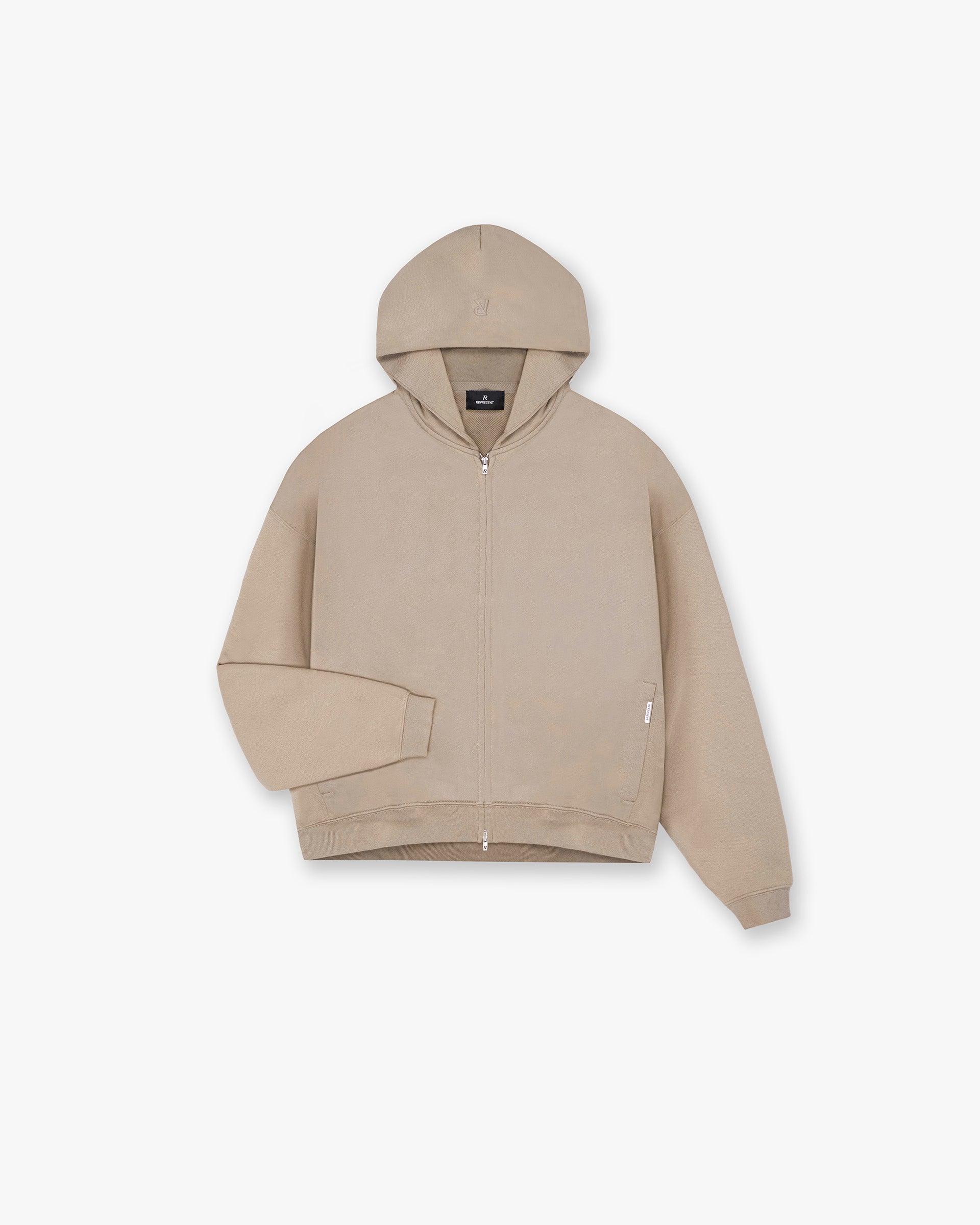 Initial Boxy Zip Through Hoodie - Dune