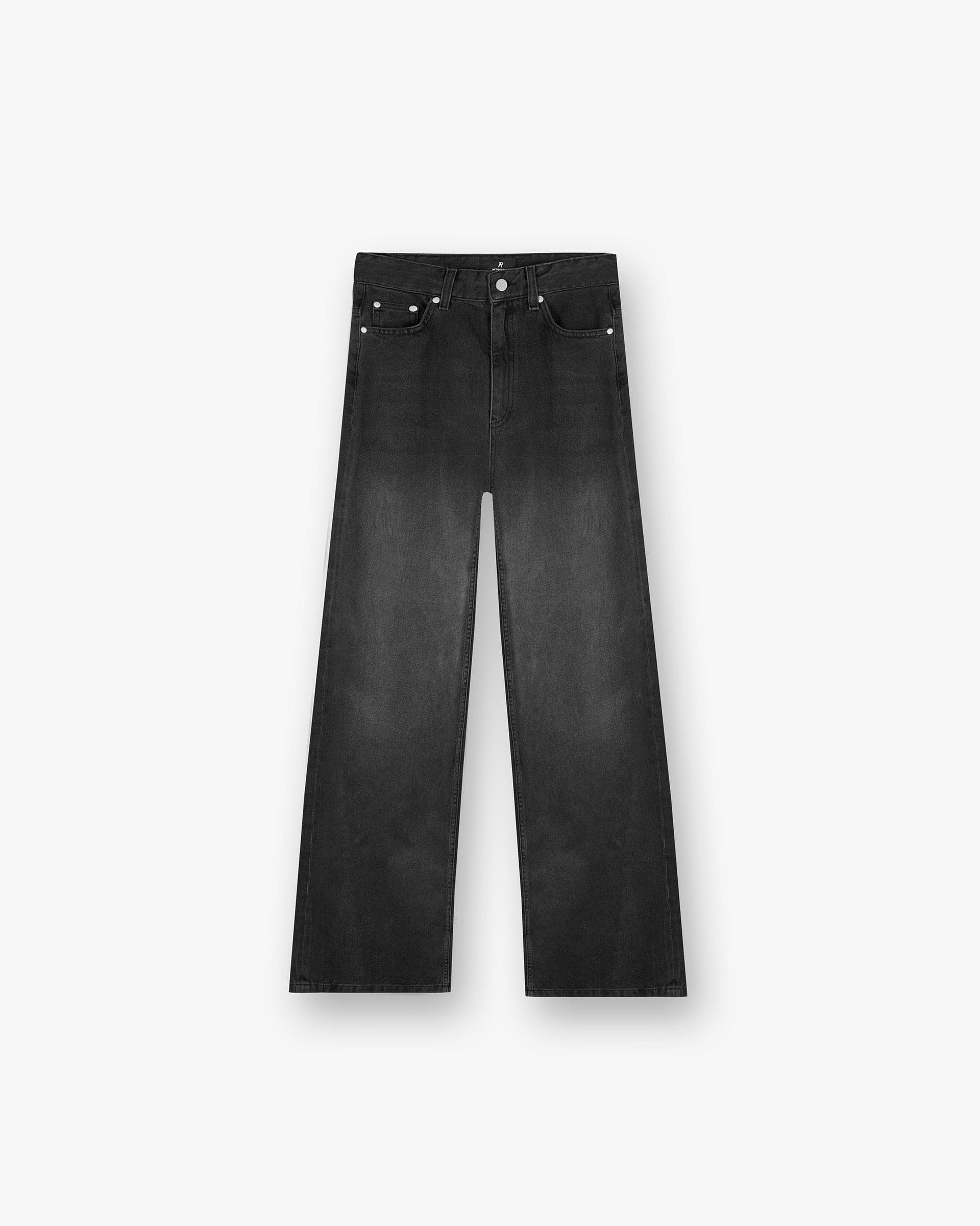 Mid Rise Wide Leg Jean - Washed Black