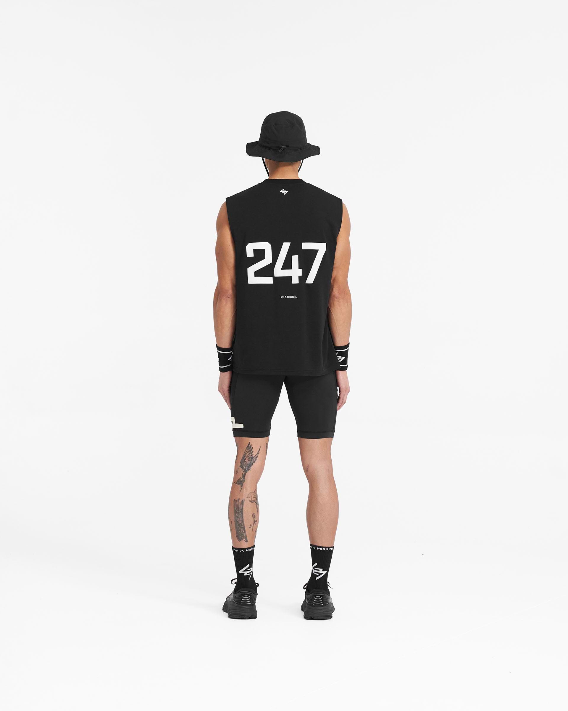 Black Oversized Gym Tank | 247 | REPRESENT