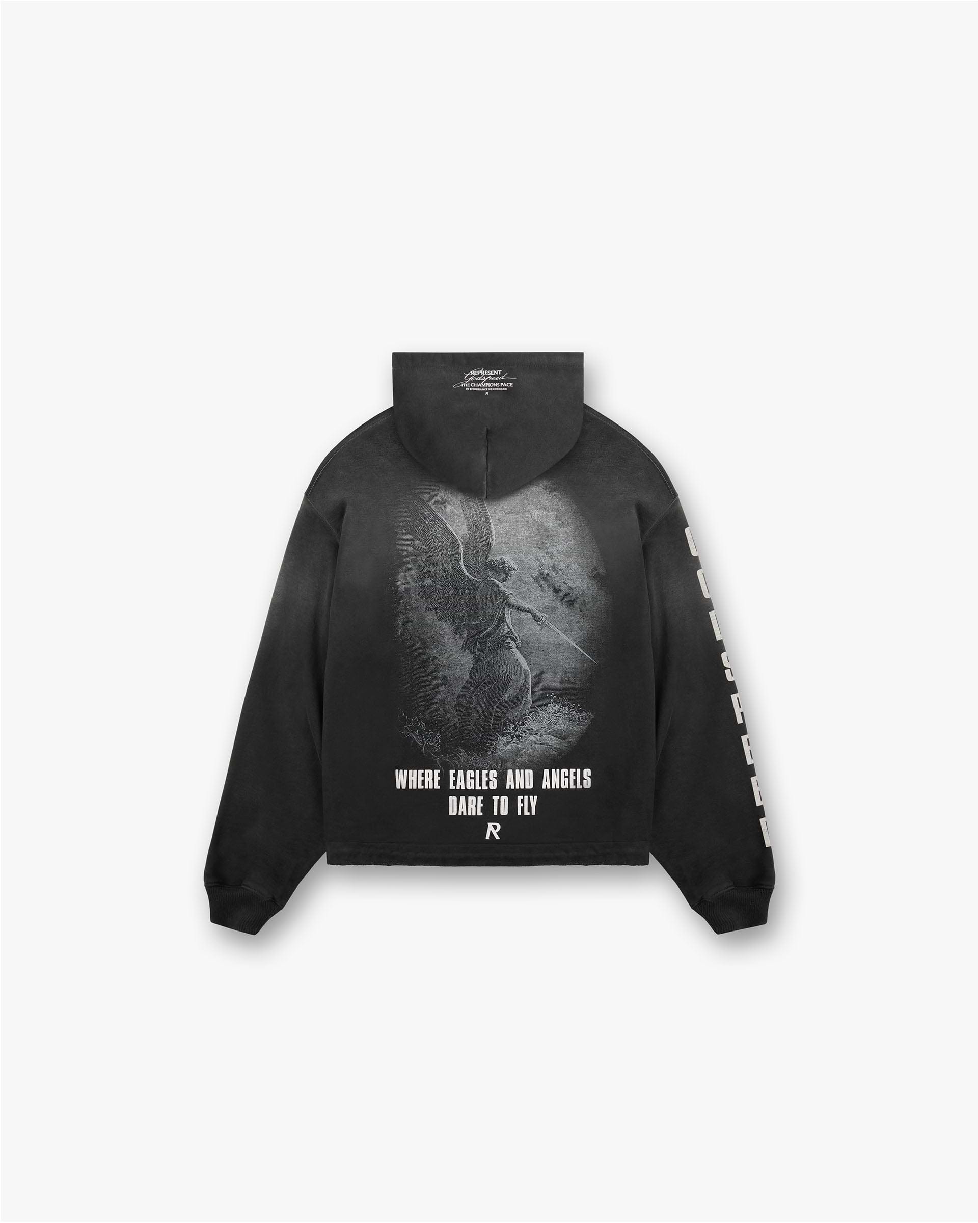 Aged Black Godspeed Hoodie | Graphic Hoodies | REPRESENT