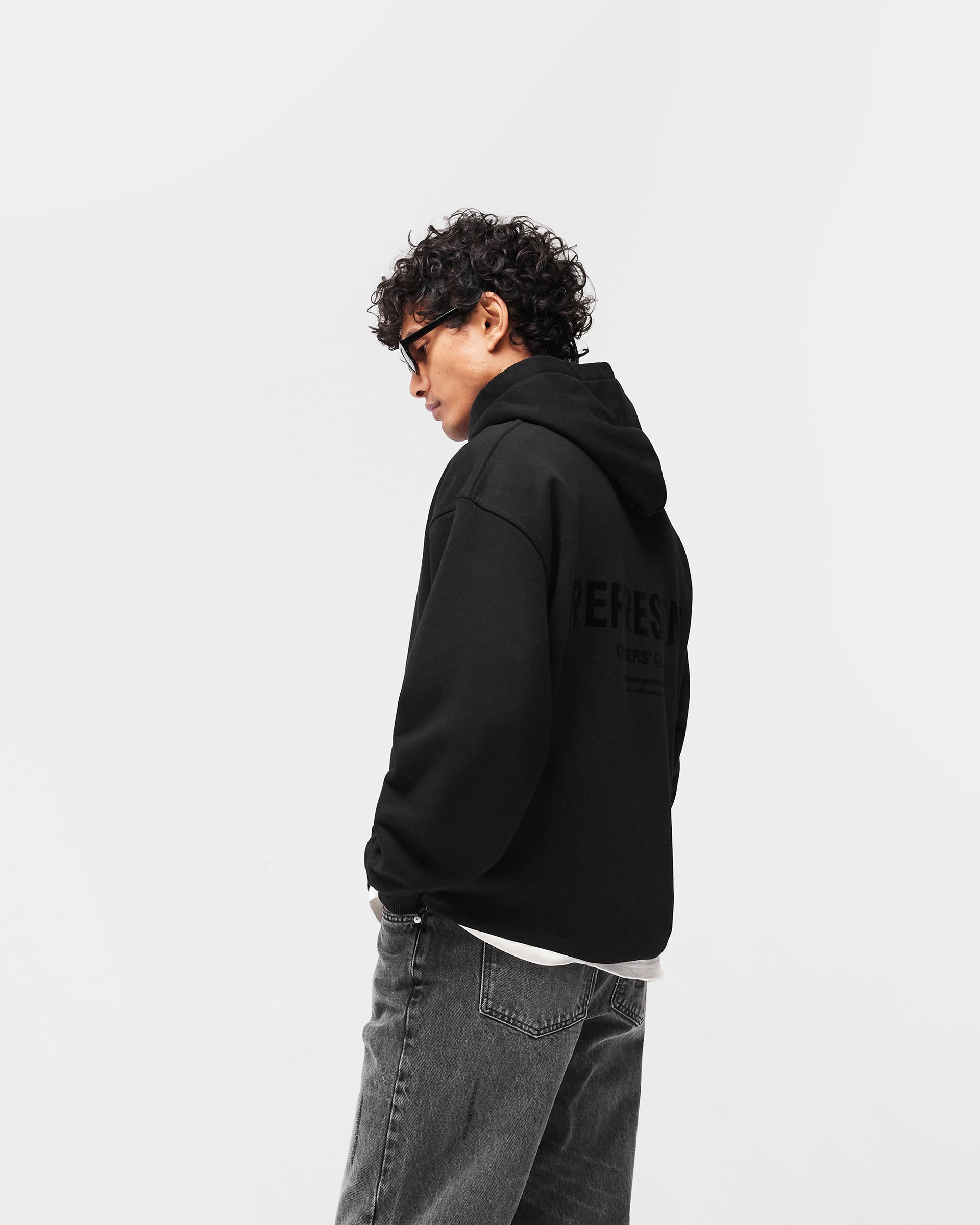 Represent Owners Club Flocked Hoodie - Black