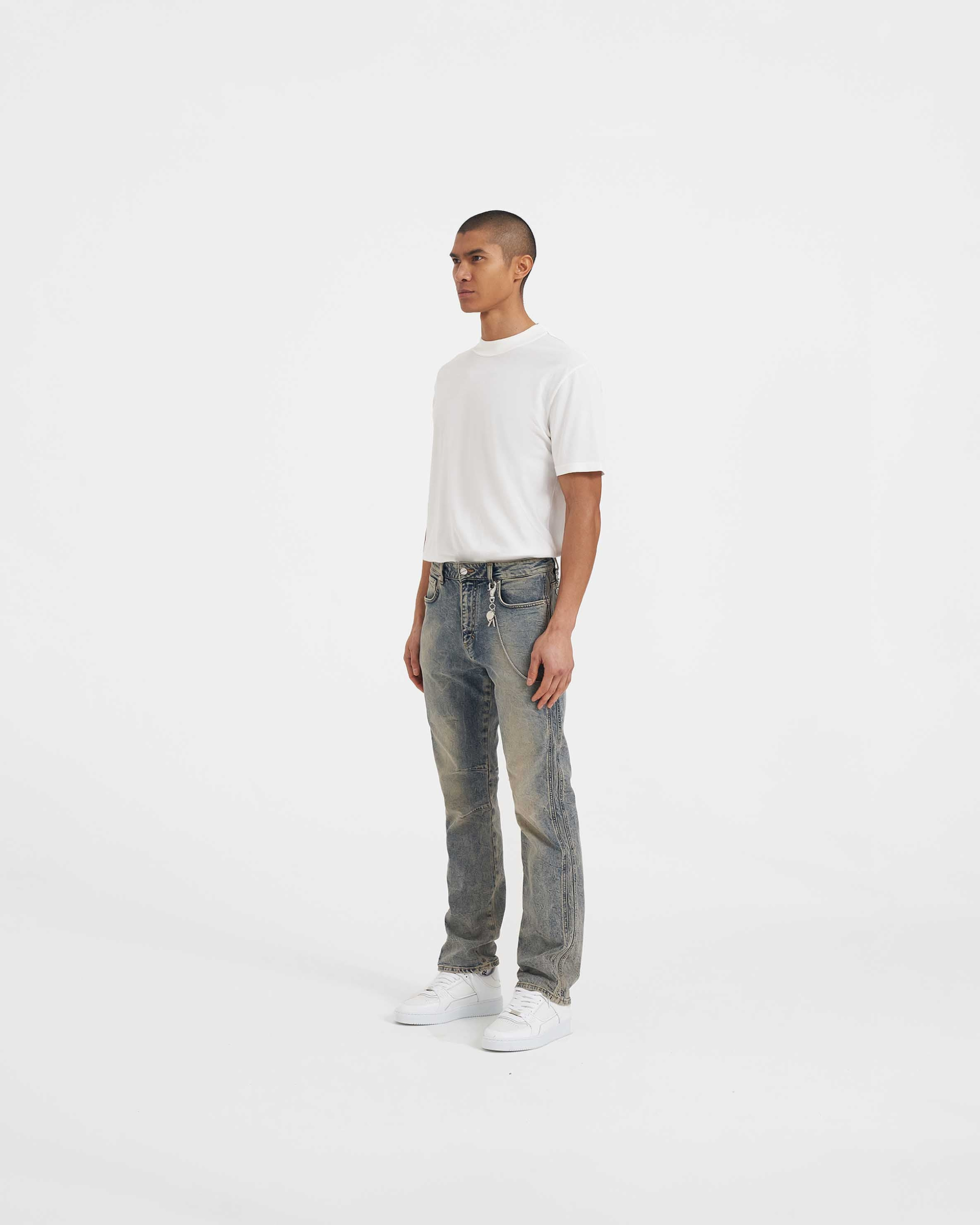 Straight Leg Denim - Blue Cream