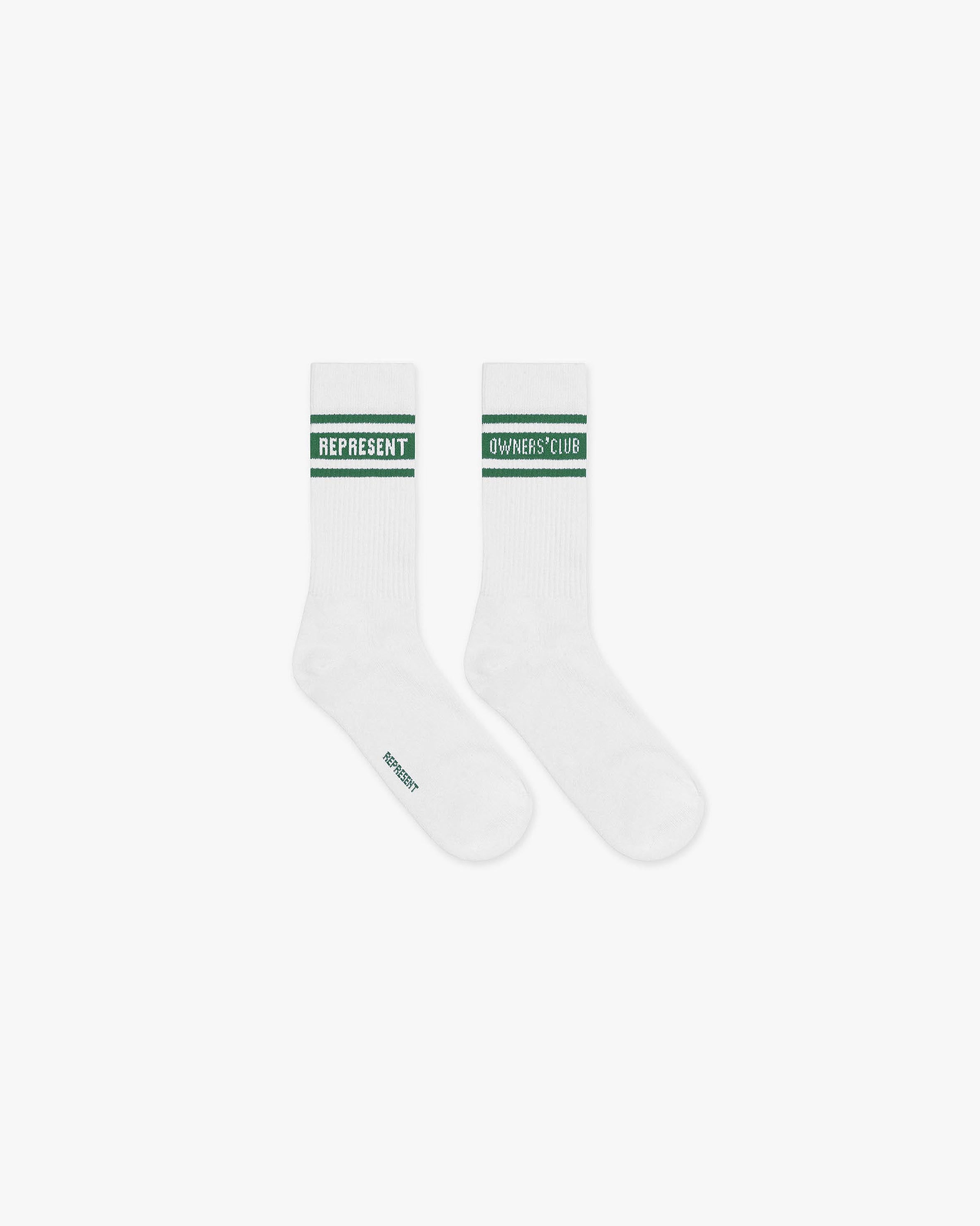 Represent Owners Club Socks | Flat White Racing Green Accessories Owners Club | Represent Clo