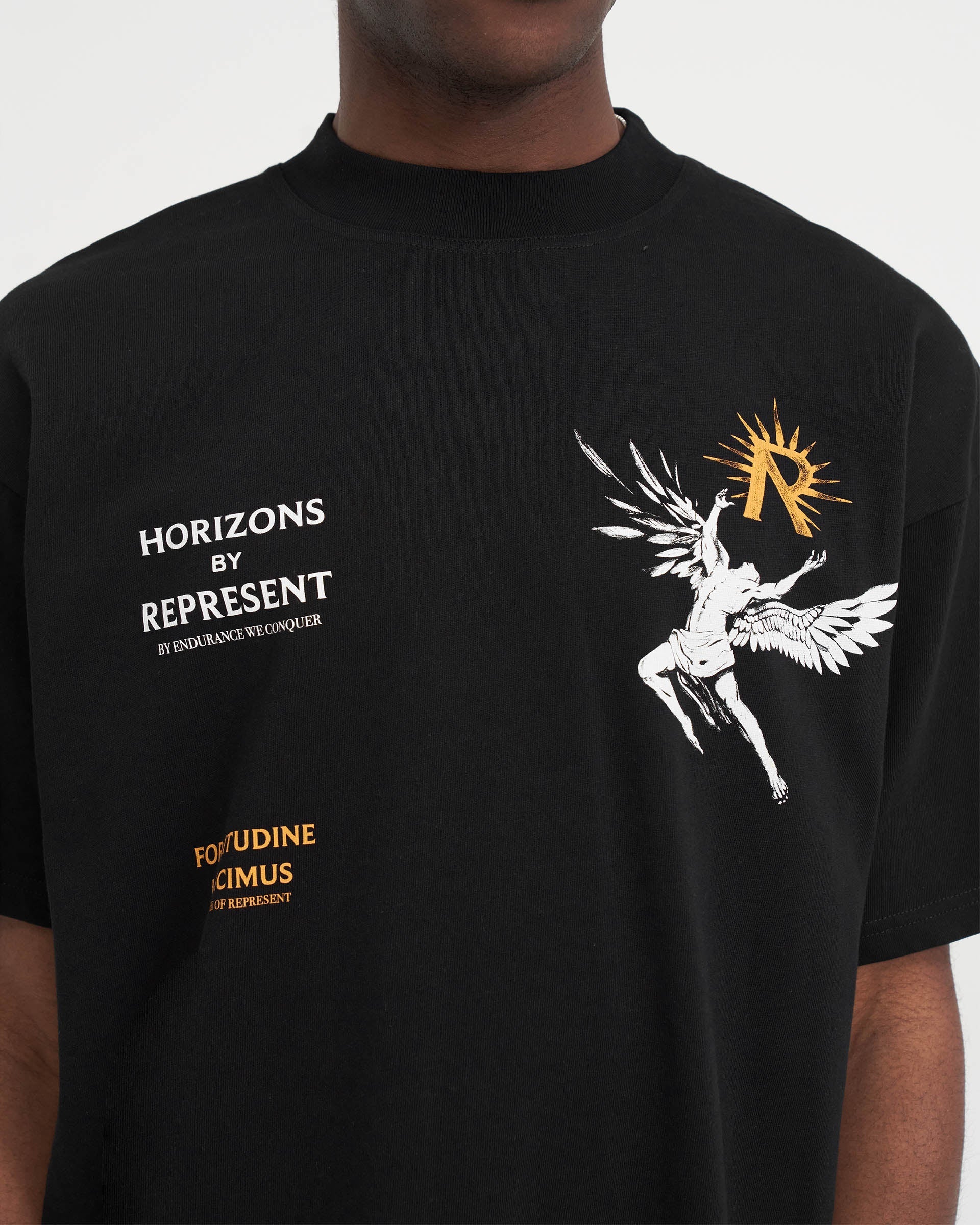 REPRESENT / horizons tshirt/Tシャツ/XS/コットン/BLK/プリント Icarus T-Shirt | Jet Black | REPRESENT
