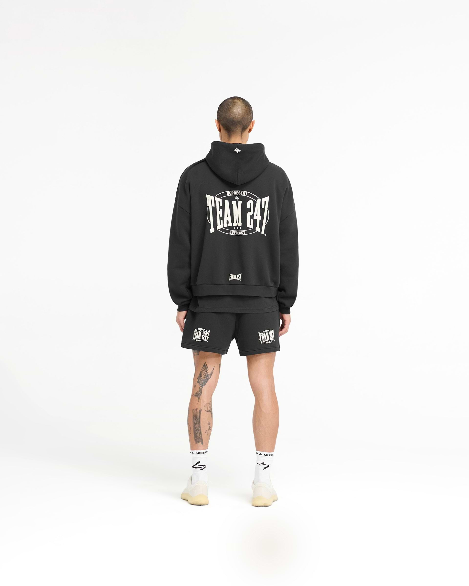 247 X Everlast Training Camp Boxy Hoodie - Off Black