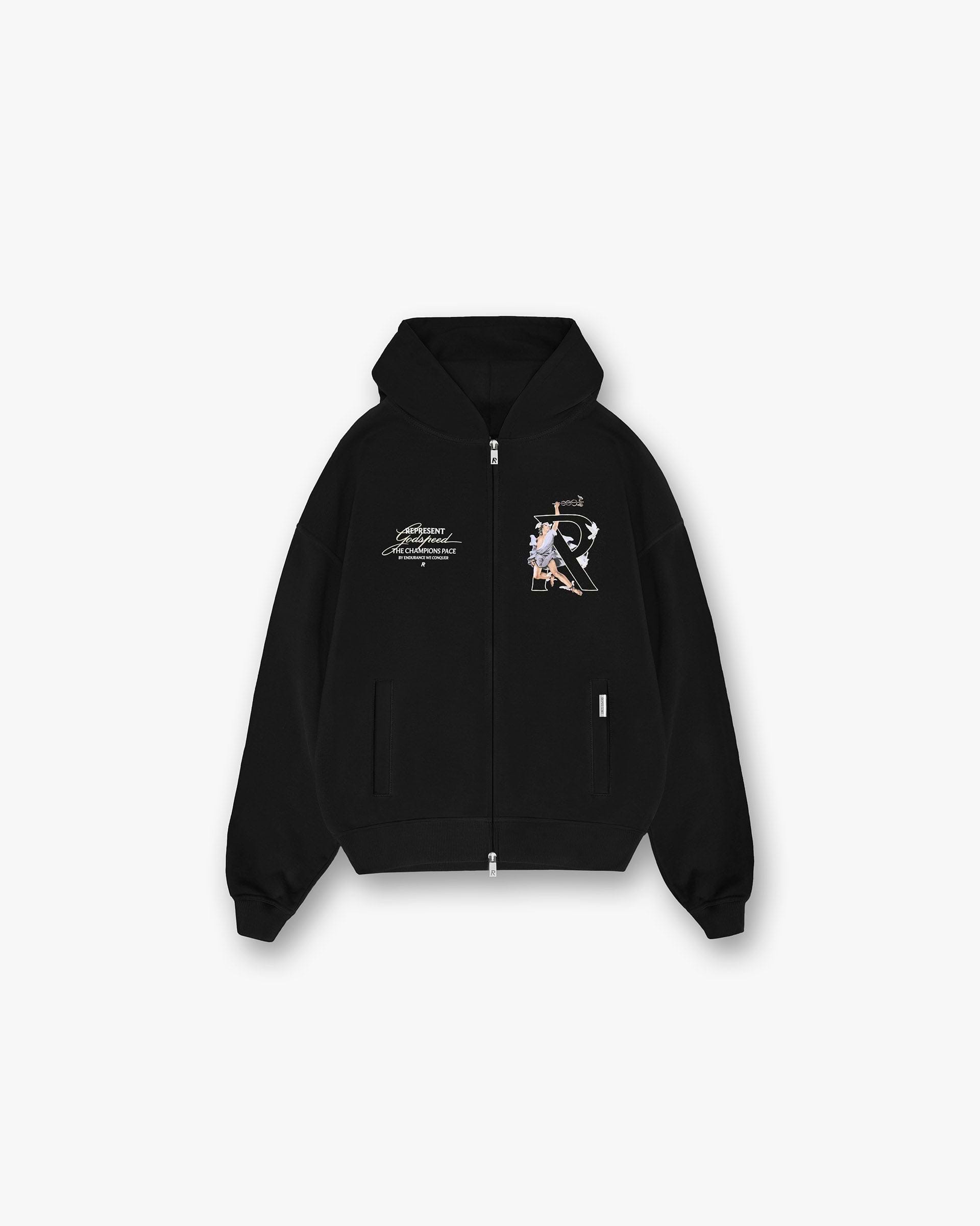 Hermes Zip Hoodie - Jet Black | REPRESENT