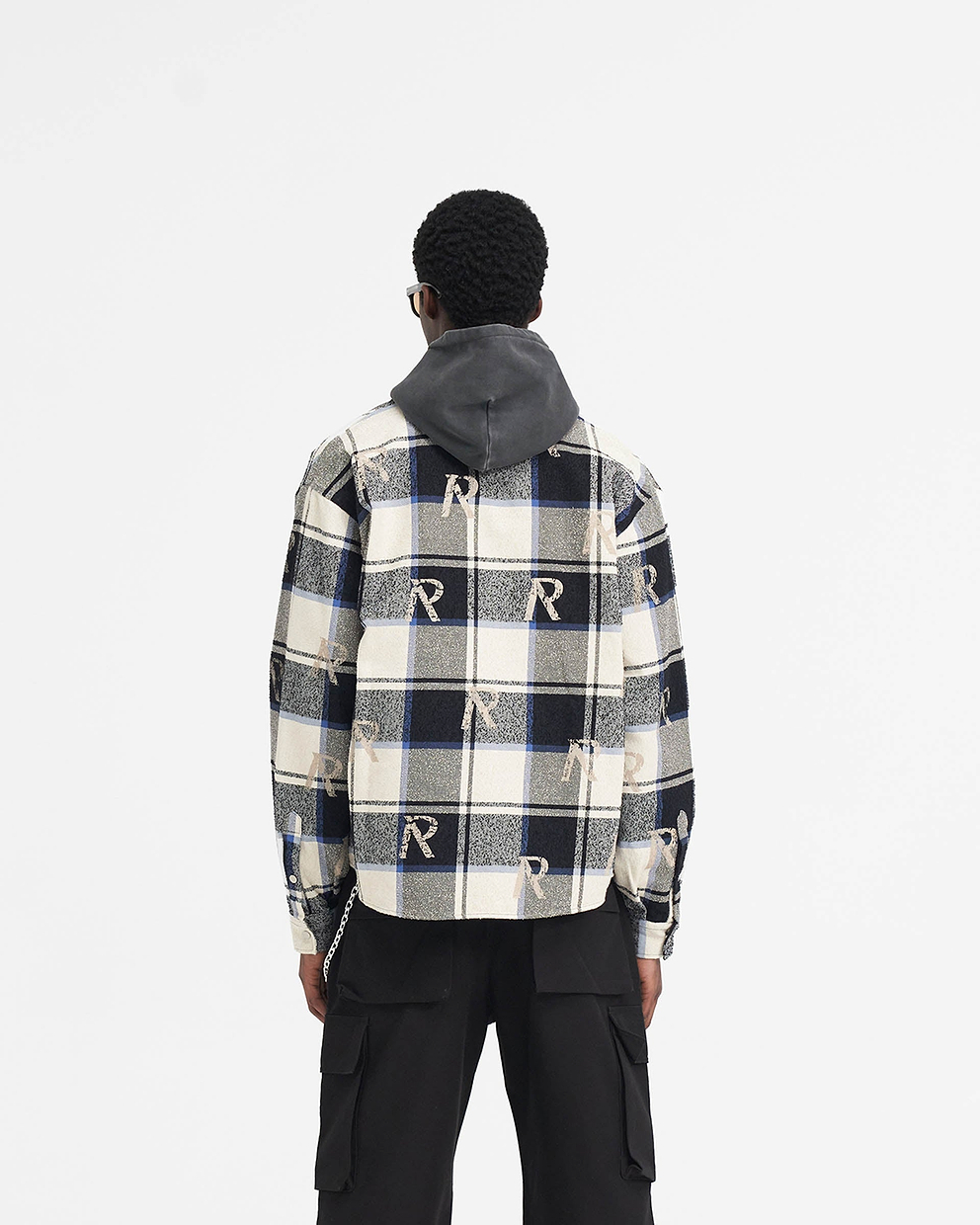 All Over Initial Flannel Shirt - Blue Check