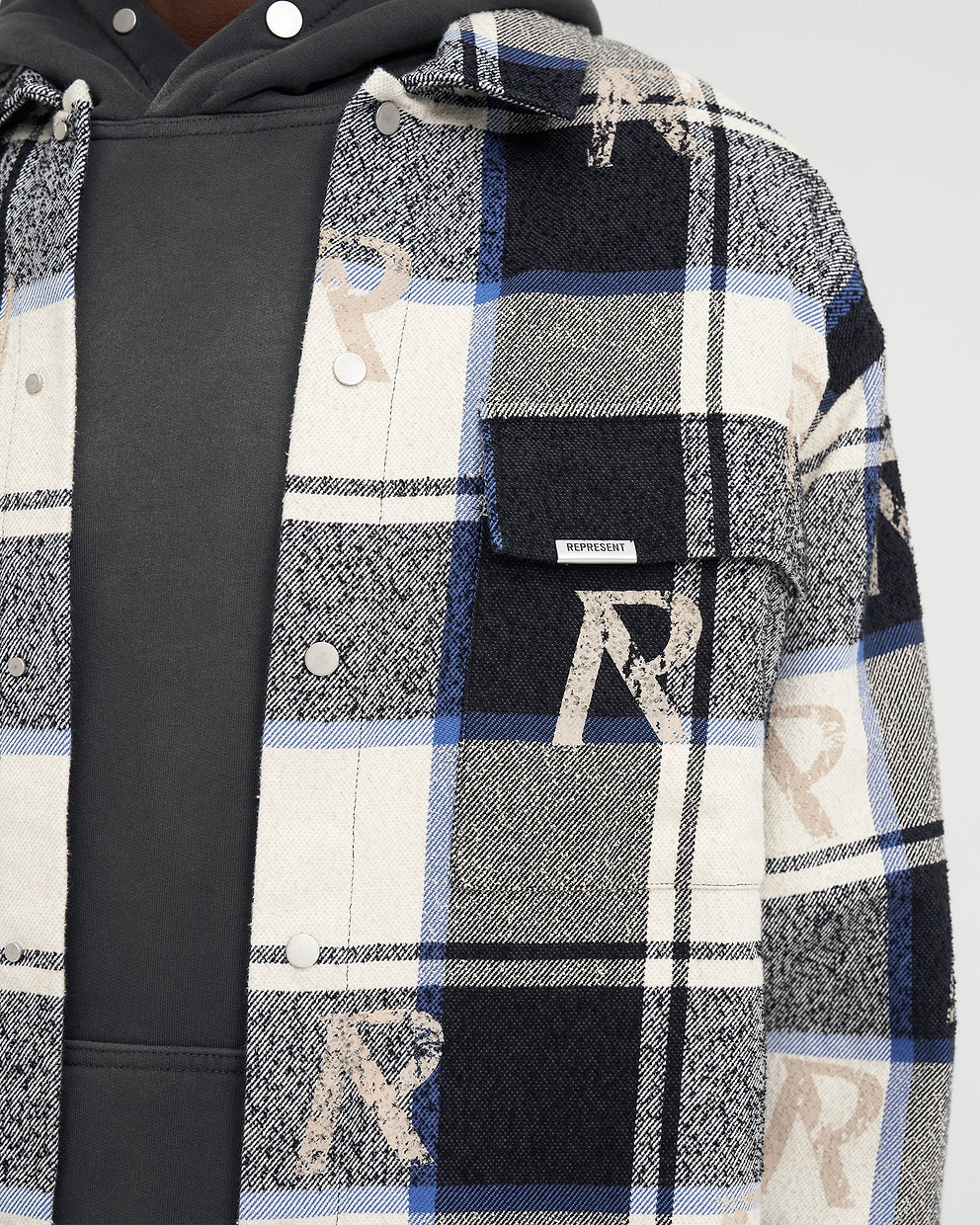 All Over Initial Flannel Shirt - Blue Check