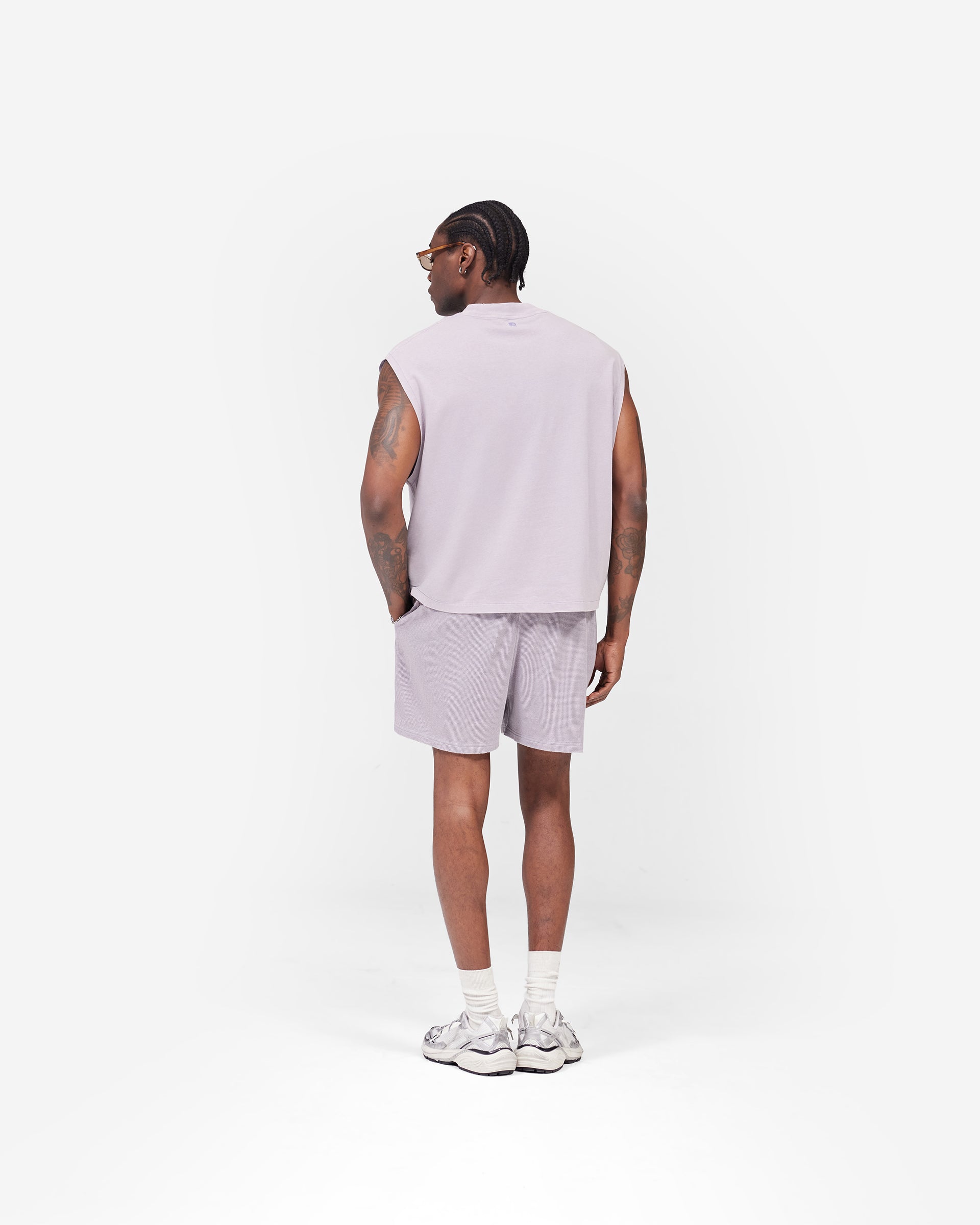 Initial Waffle Shorts- Mist