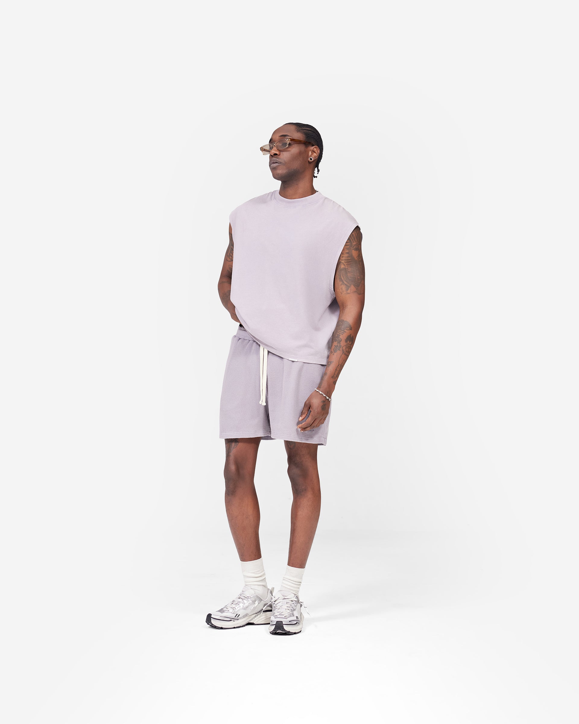 Initial Waffle Shorts- Mist