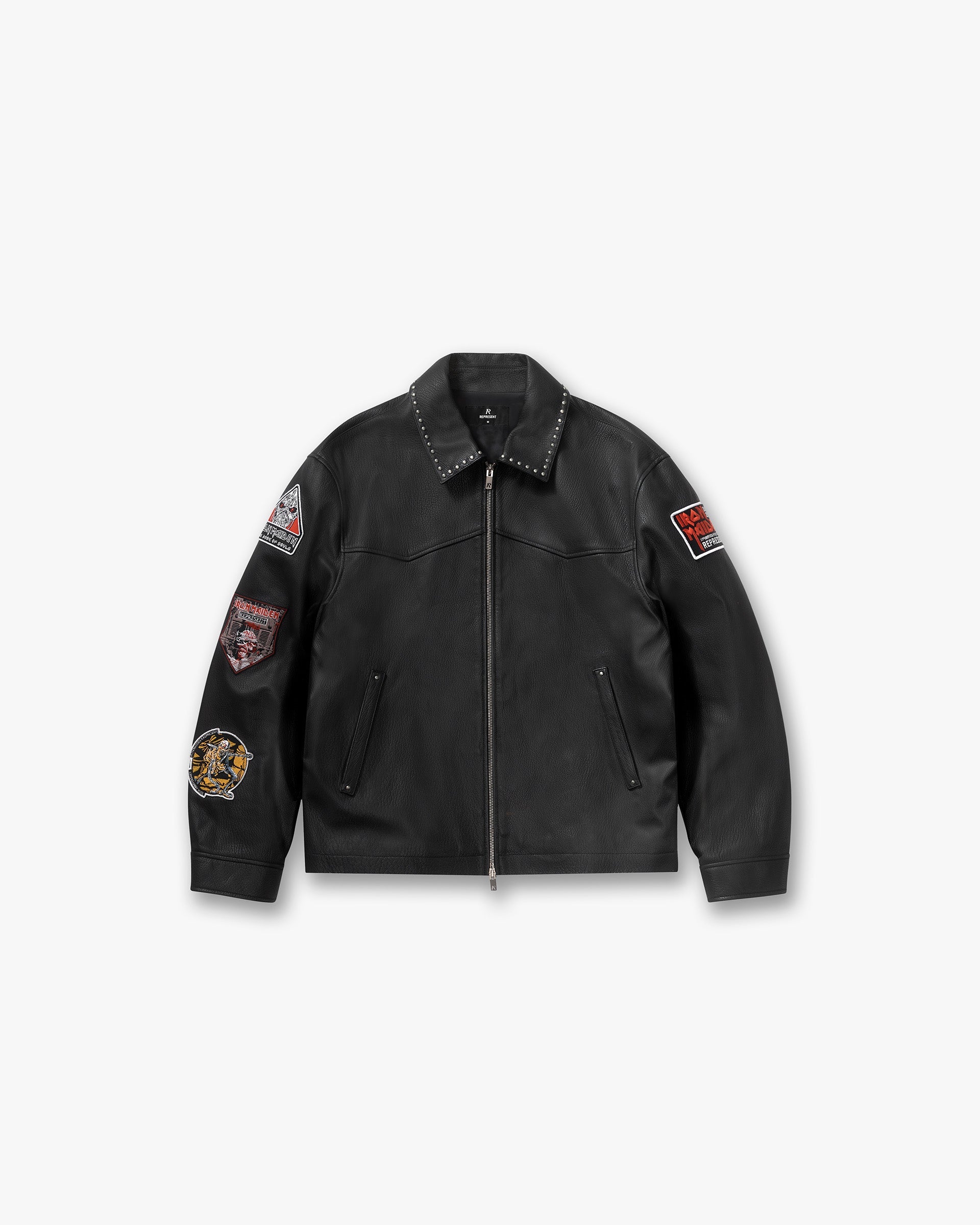 Represent X Iron Maiden Trooper Leather Jacket - Jet Black
