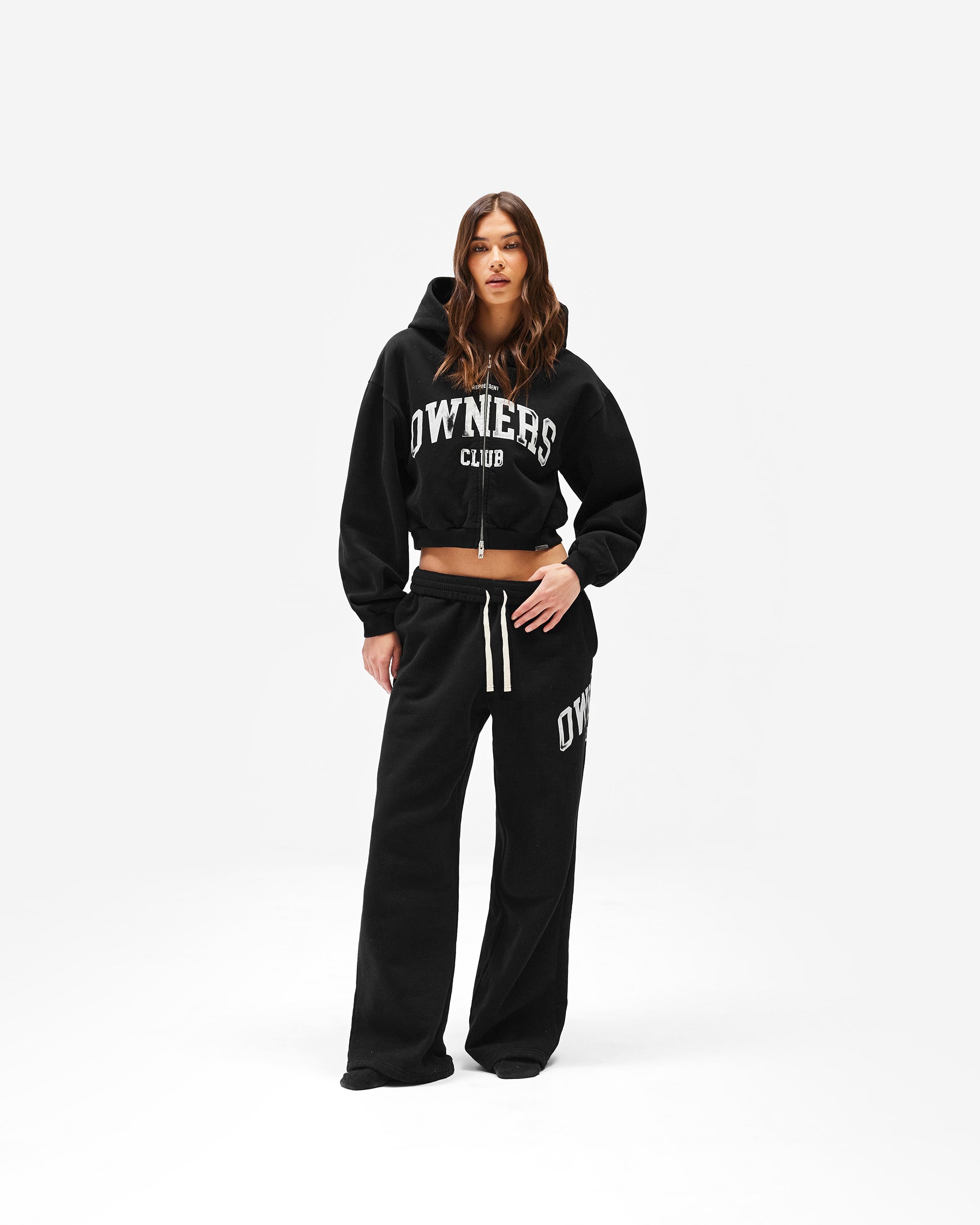 Represent Owners Club Zip Through Hoodie - Jet Black