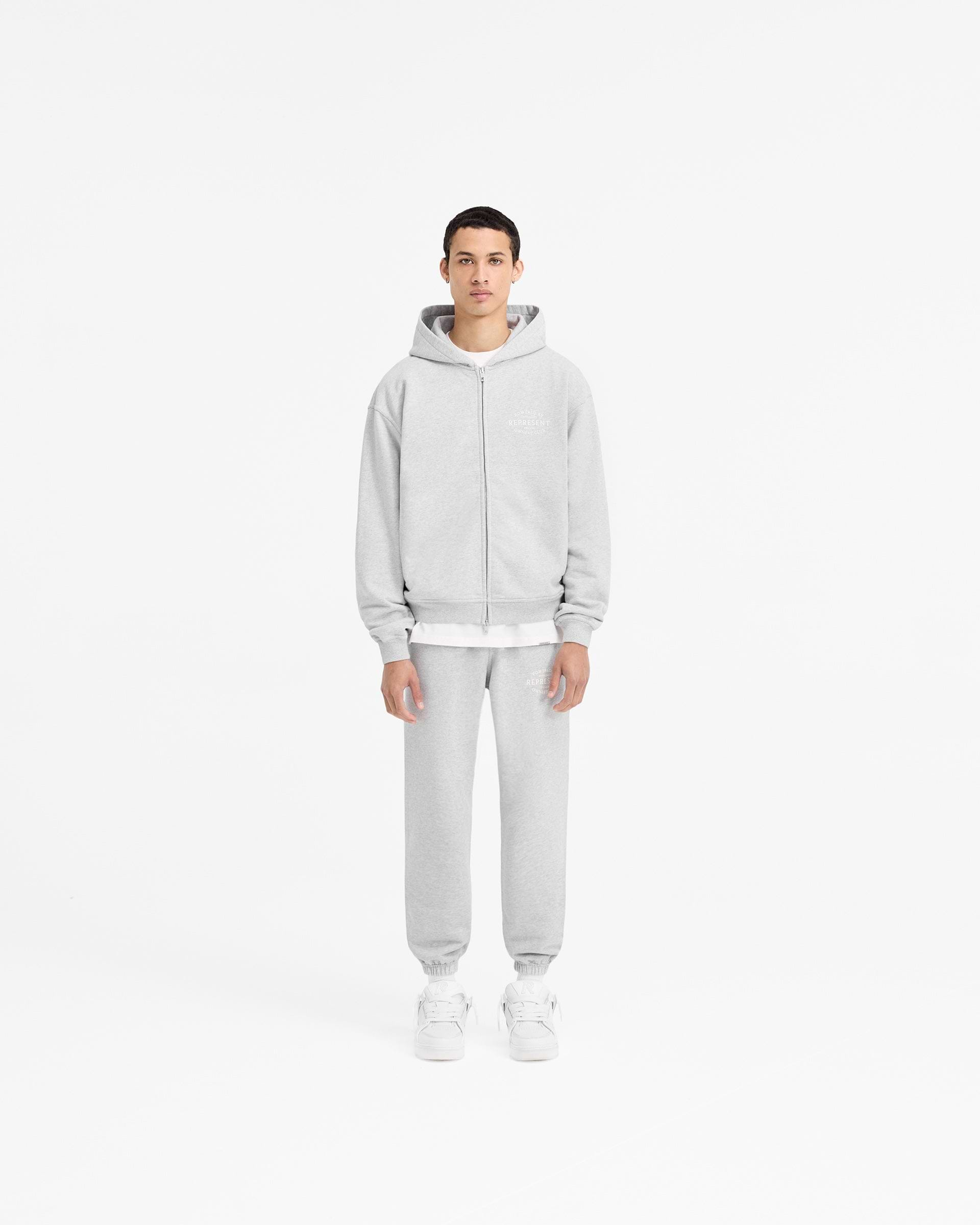 Represent Owners Club Stamp Zip Up Hoodie - Ash Grey