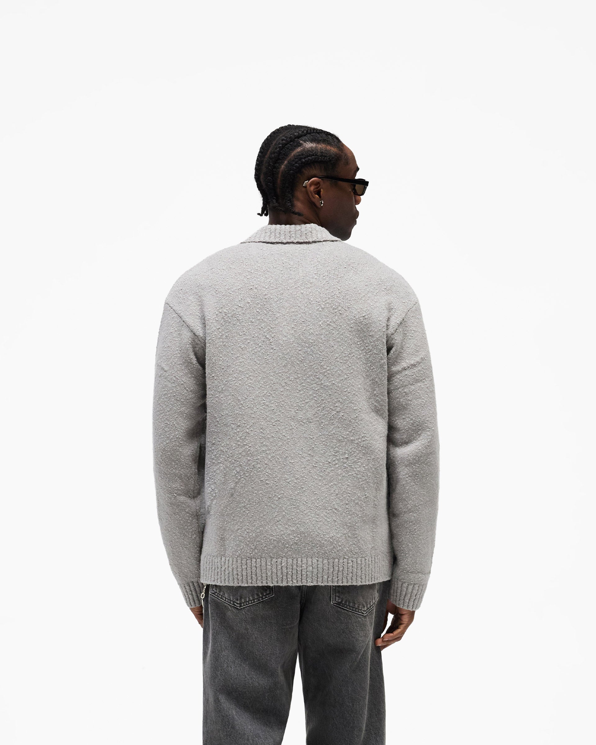 Knitted Boucle Polo - Grey