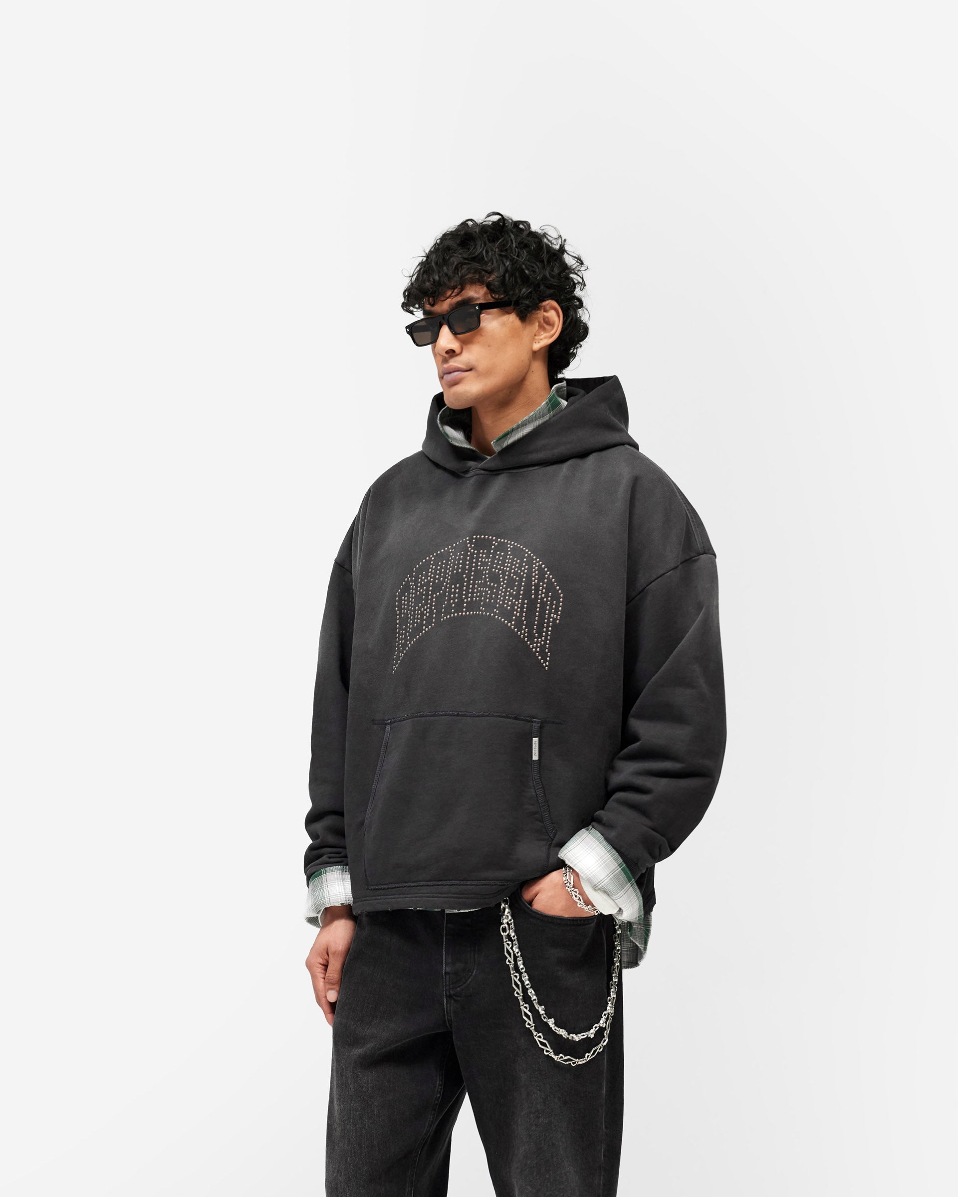 Represent Embellished Hoodie - Stained Black