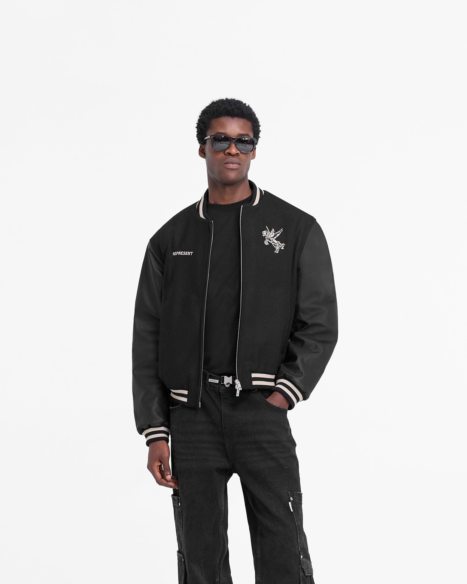 Mascot Wool Varsity Jacket - Jet Black