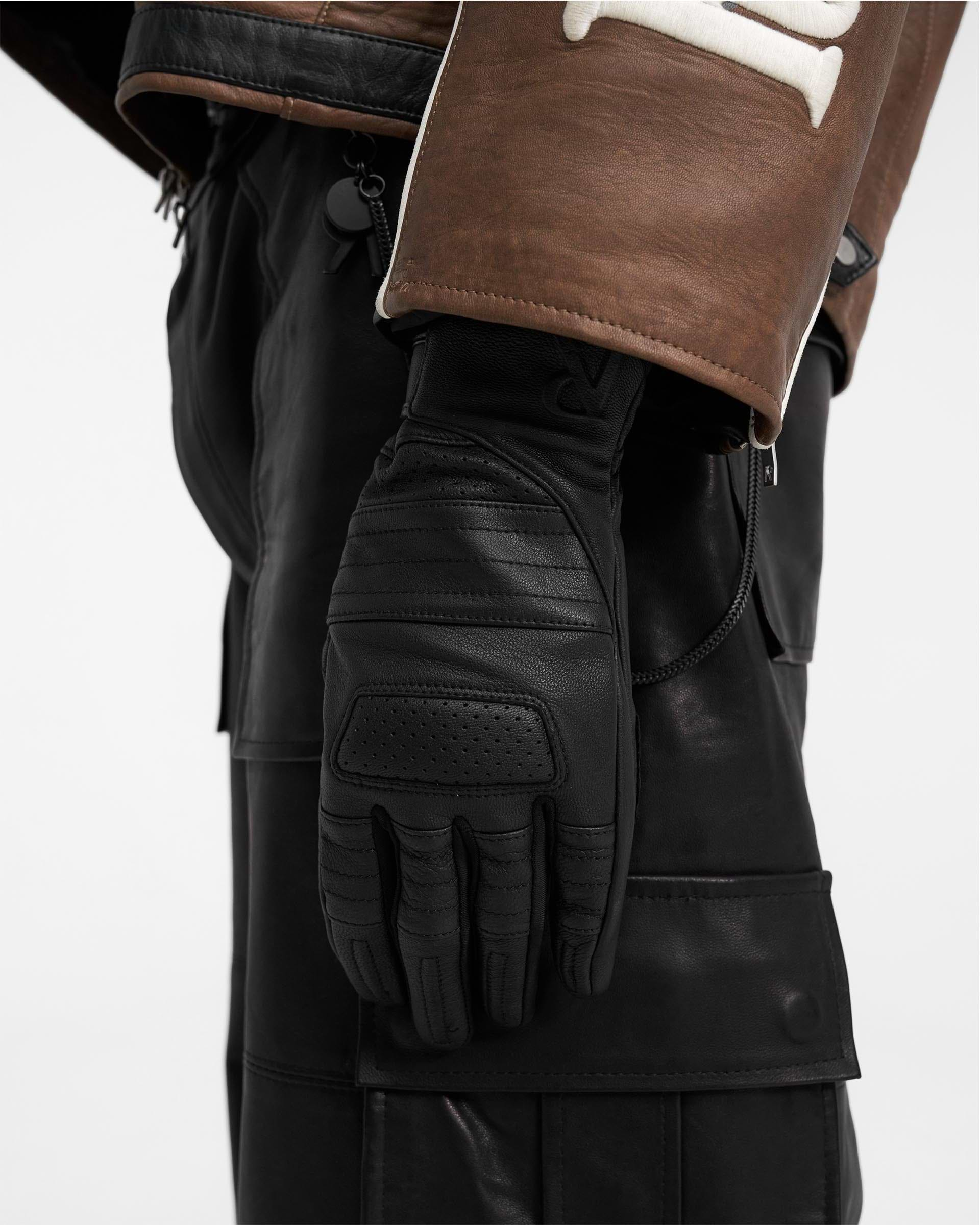 Leather Motor Gloves - Black