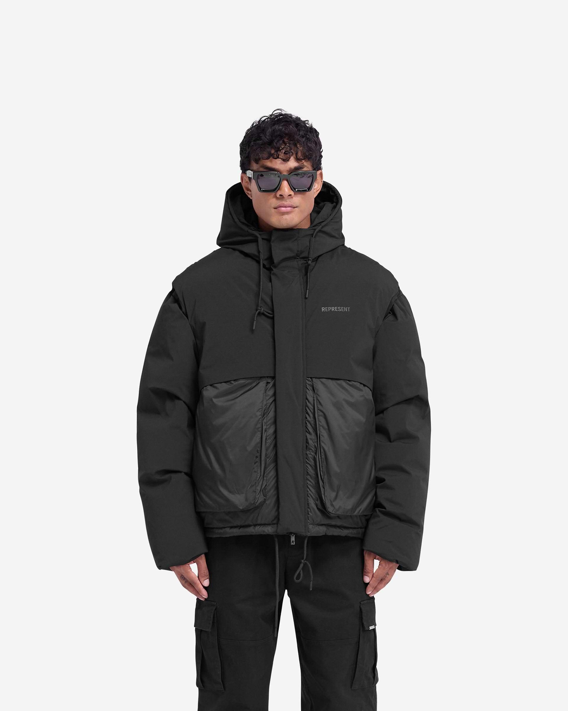 Layered Hooded Puffer - Jet Black