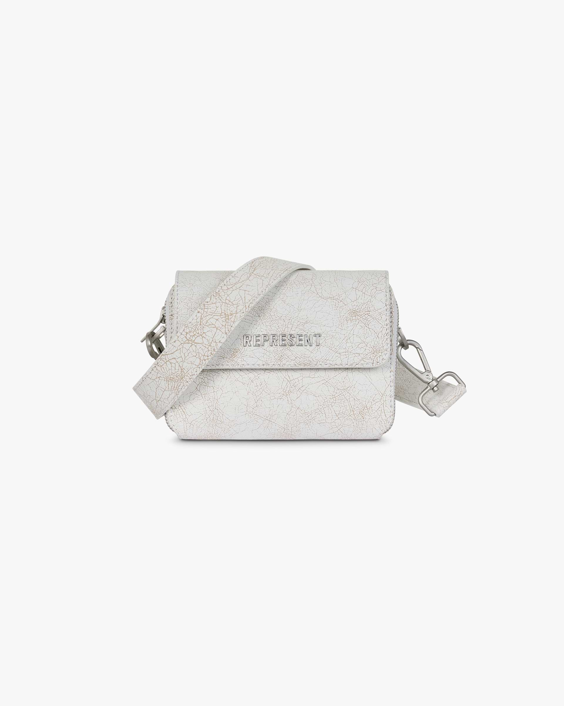 Cracked Leather Cross Body Bag - Antique White