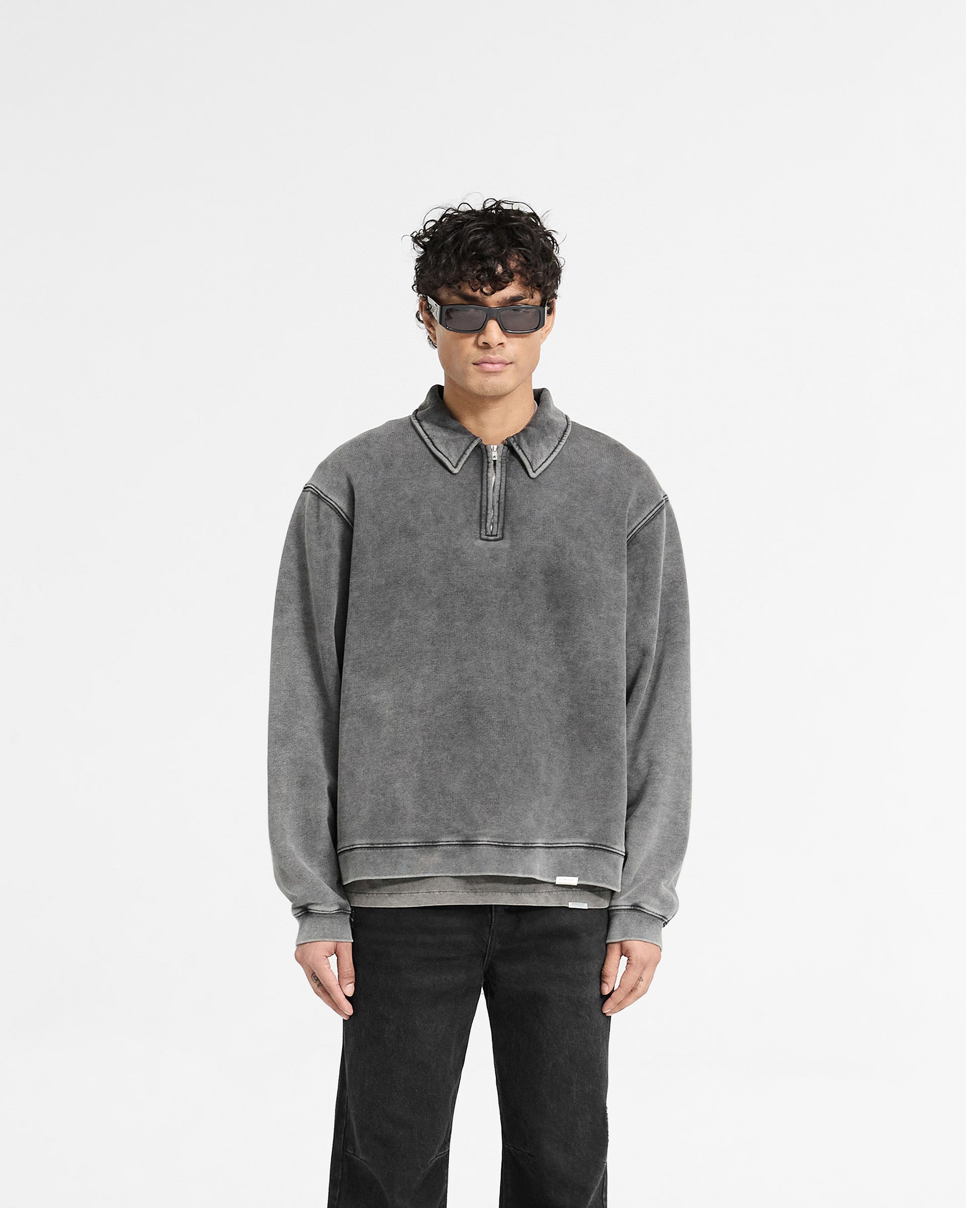 Initial Boxy Quarter Zip - Vintage Grey