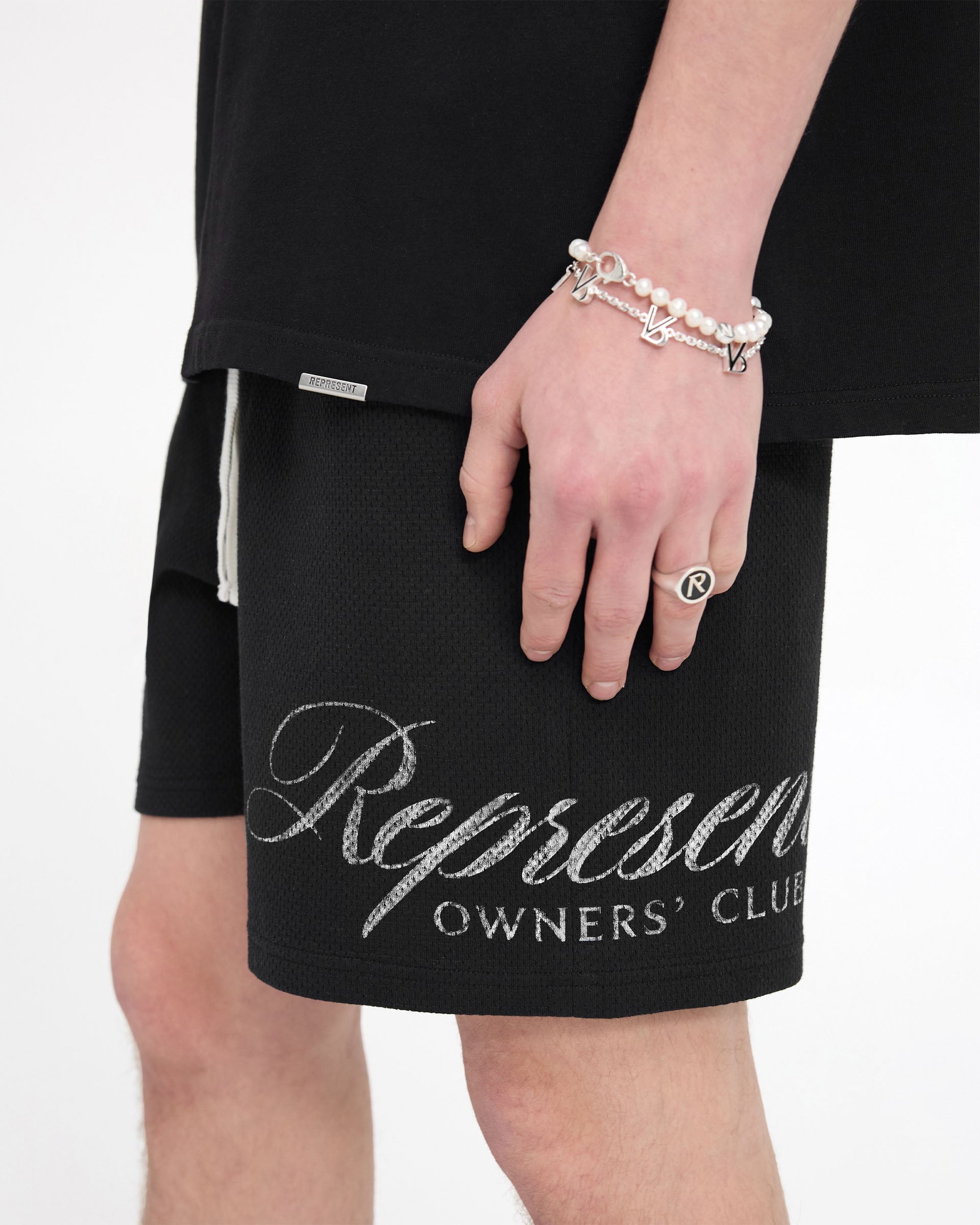 Represent Owners Club Script Mesh Shorts - Black