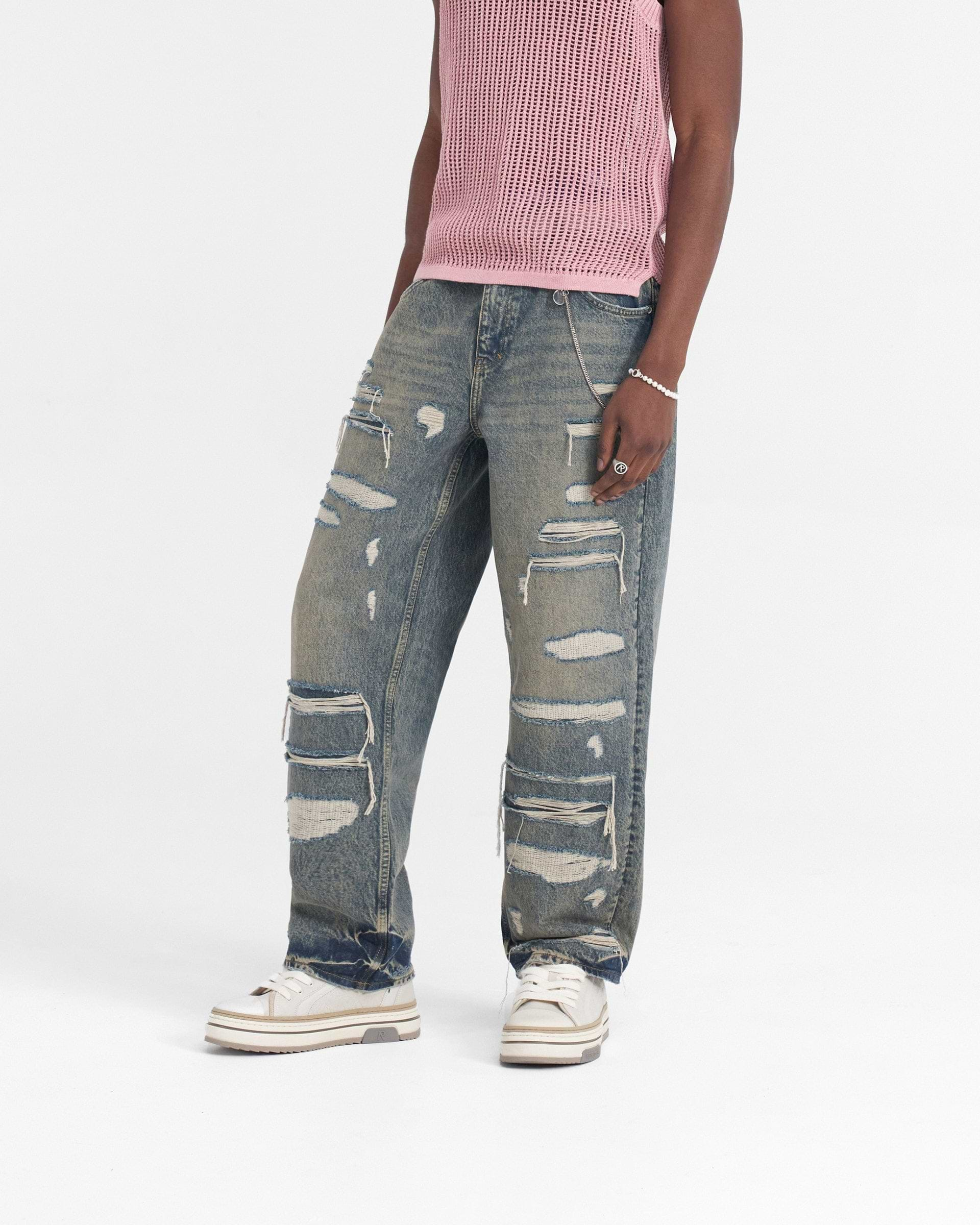 R3D Double Destroyer Baggy Denim - Blue Cream