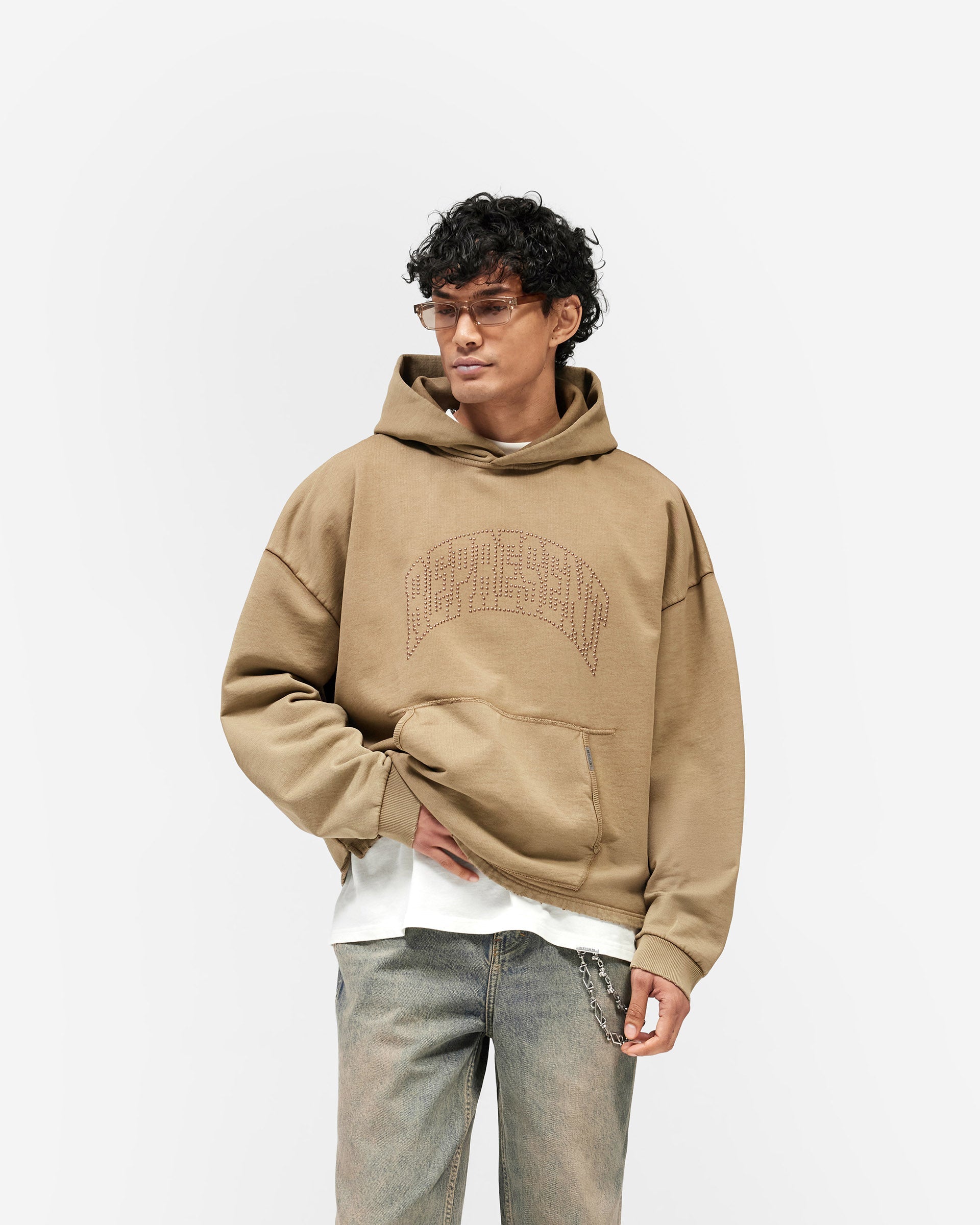 Represent Embellished Hoodie - Vintage Khaki