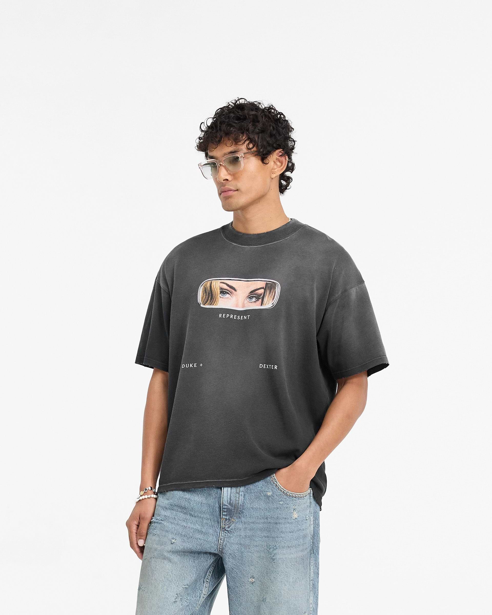 Represent X Duke + Dexter Rearview Mirror T-Shirt - Stained Black