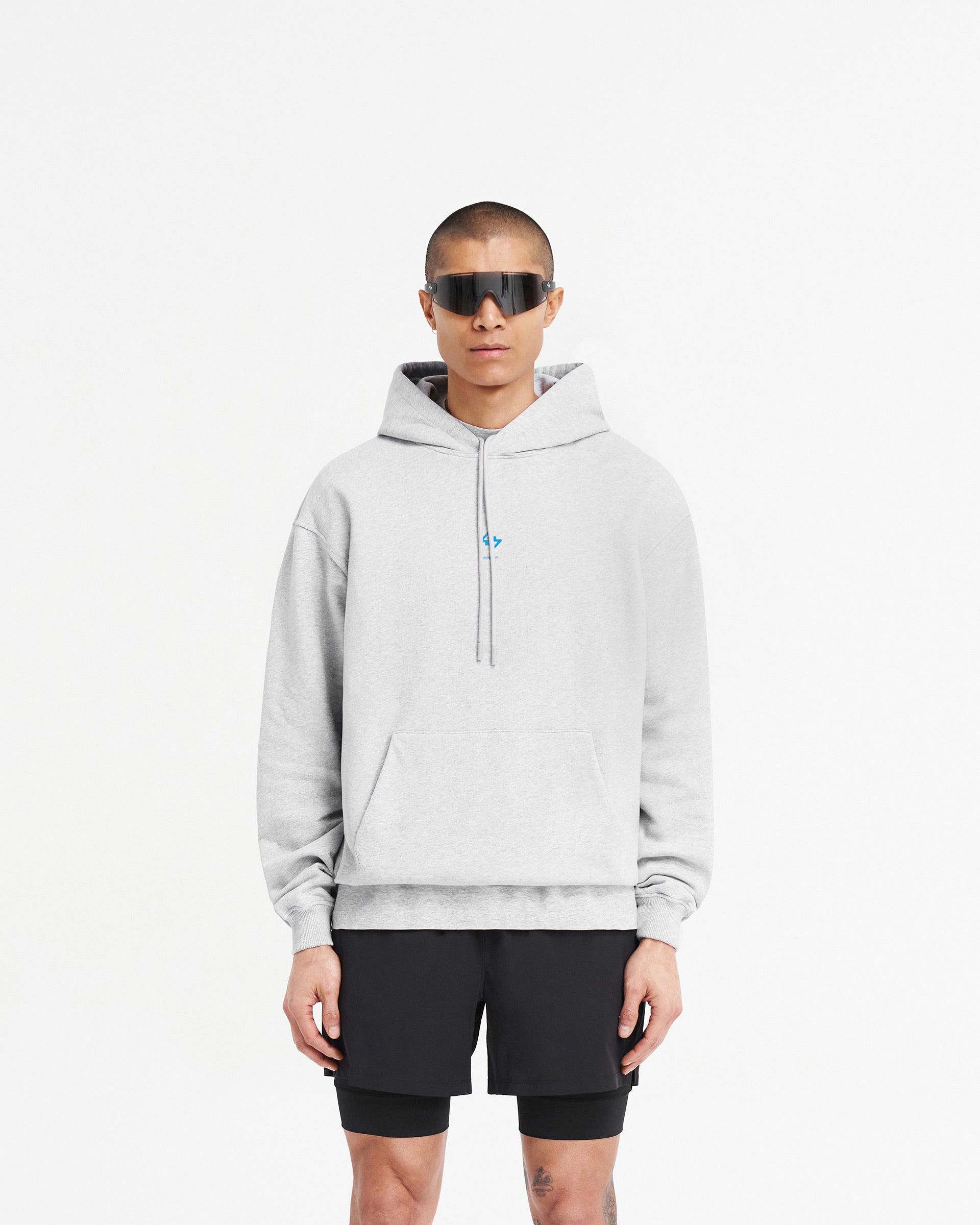 247 Oversized Hoodie - Ash Grey Electric Blue