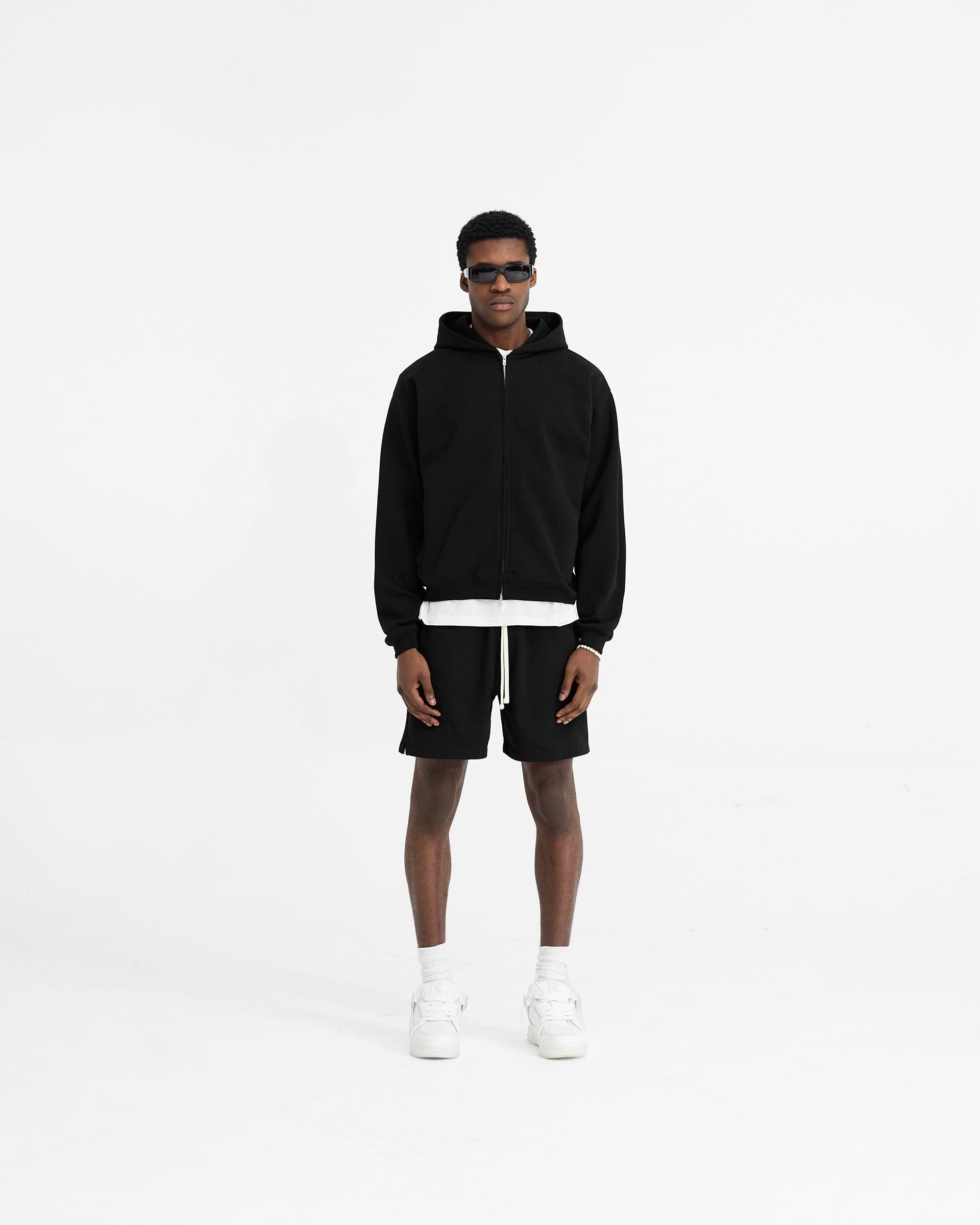 Black Initial Oversize Zip Hoodie | Mens Hoodies | REPRESENT
