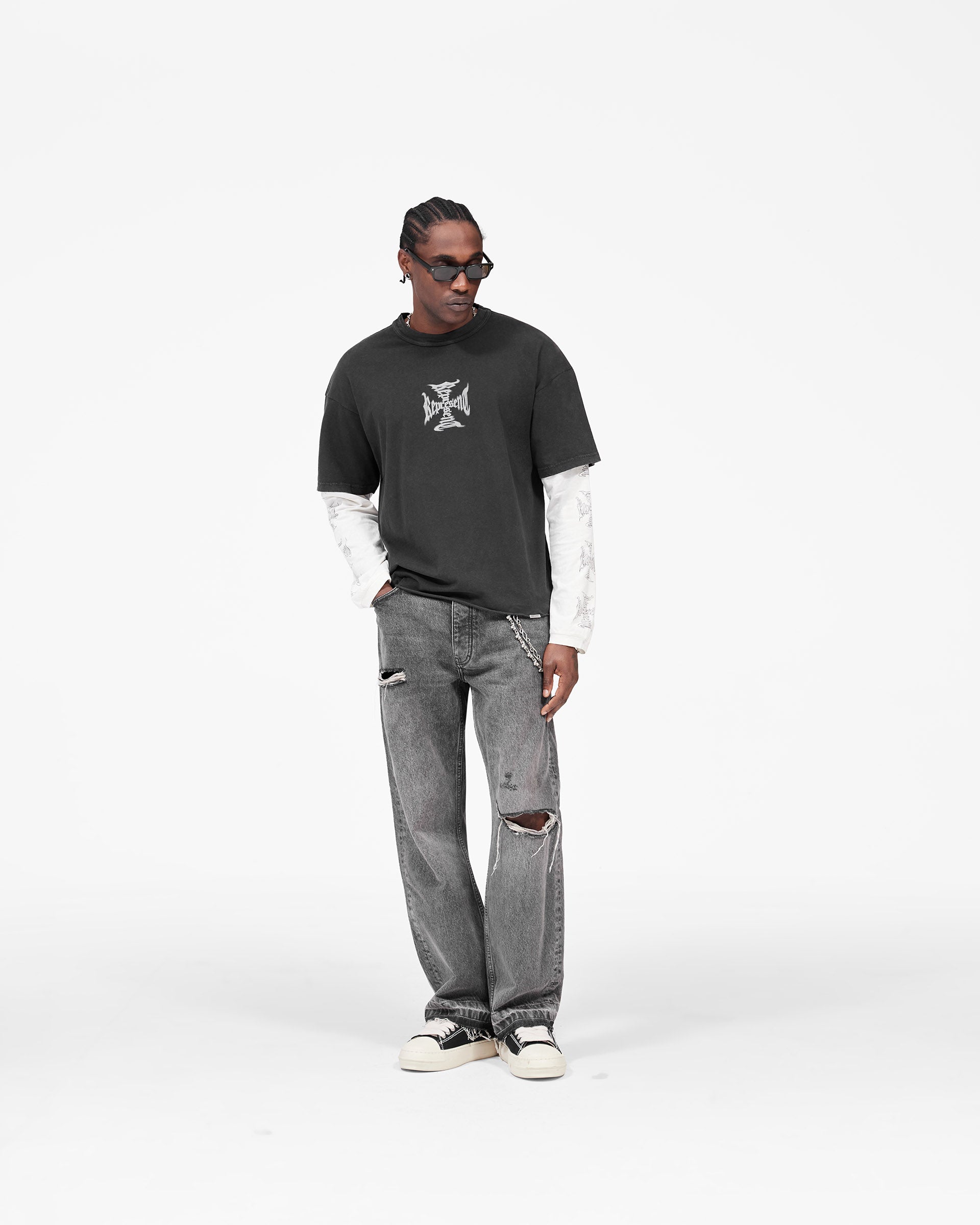 MH Stack Long Sleeve T-Shirt - Faded Black