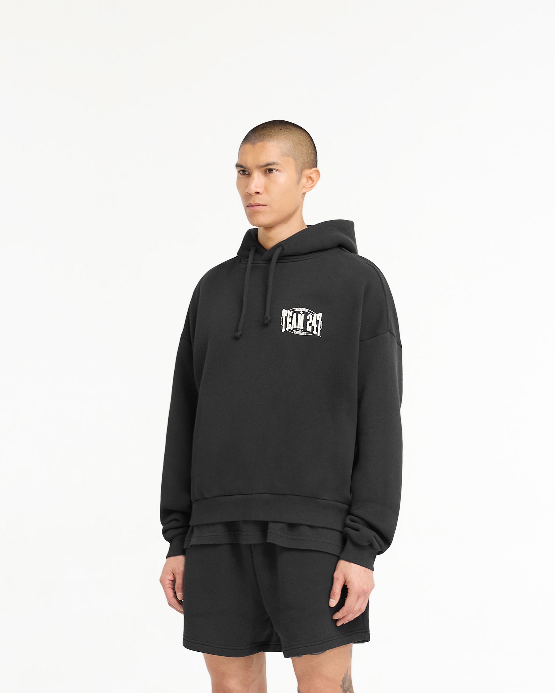 247 X Everlast Training Camp Boxy Hoodie - Off Black