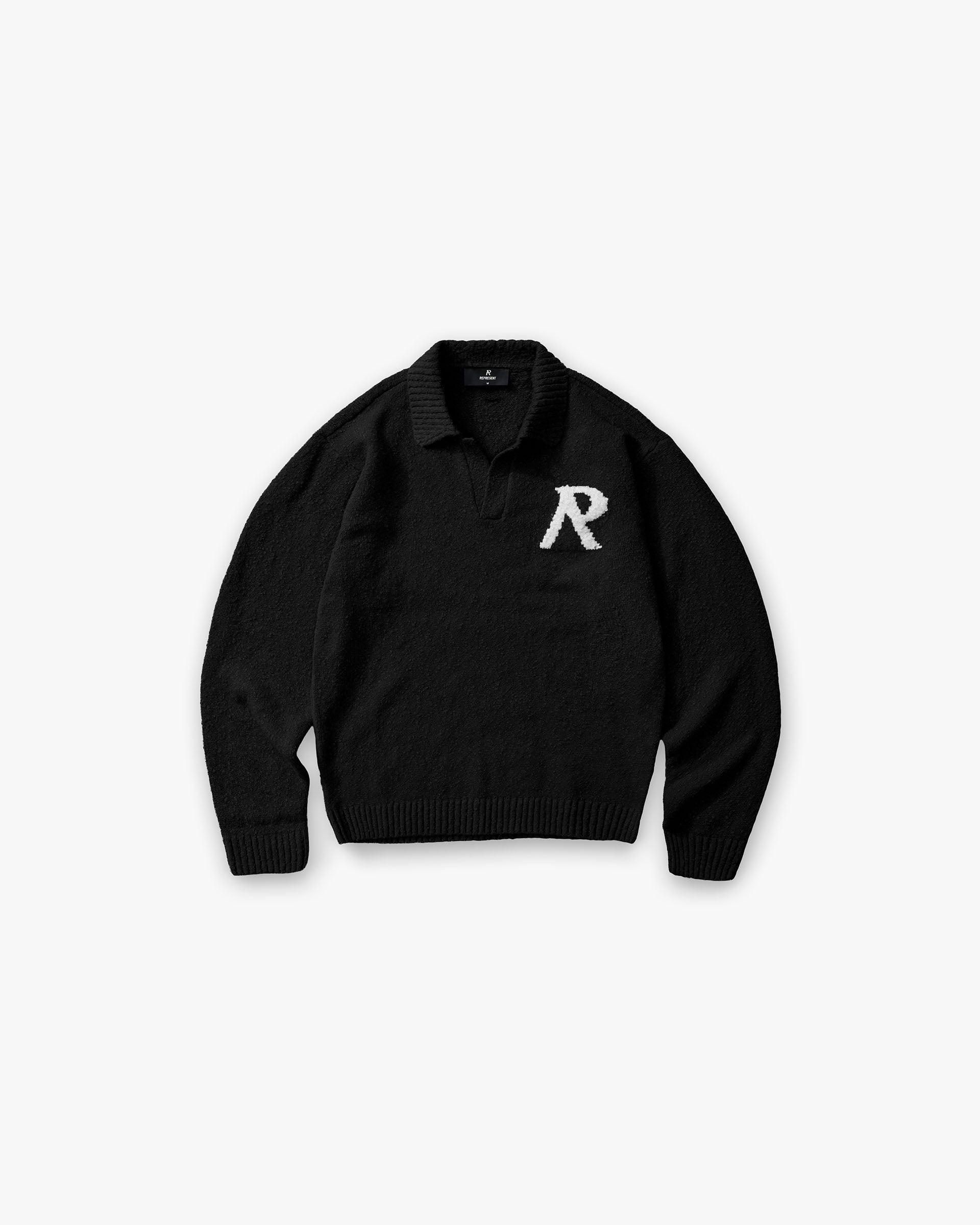 Knitted Boucle Polo - Jet Black