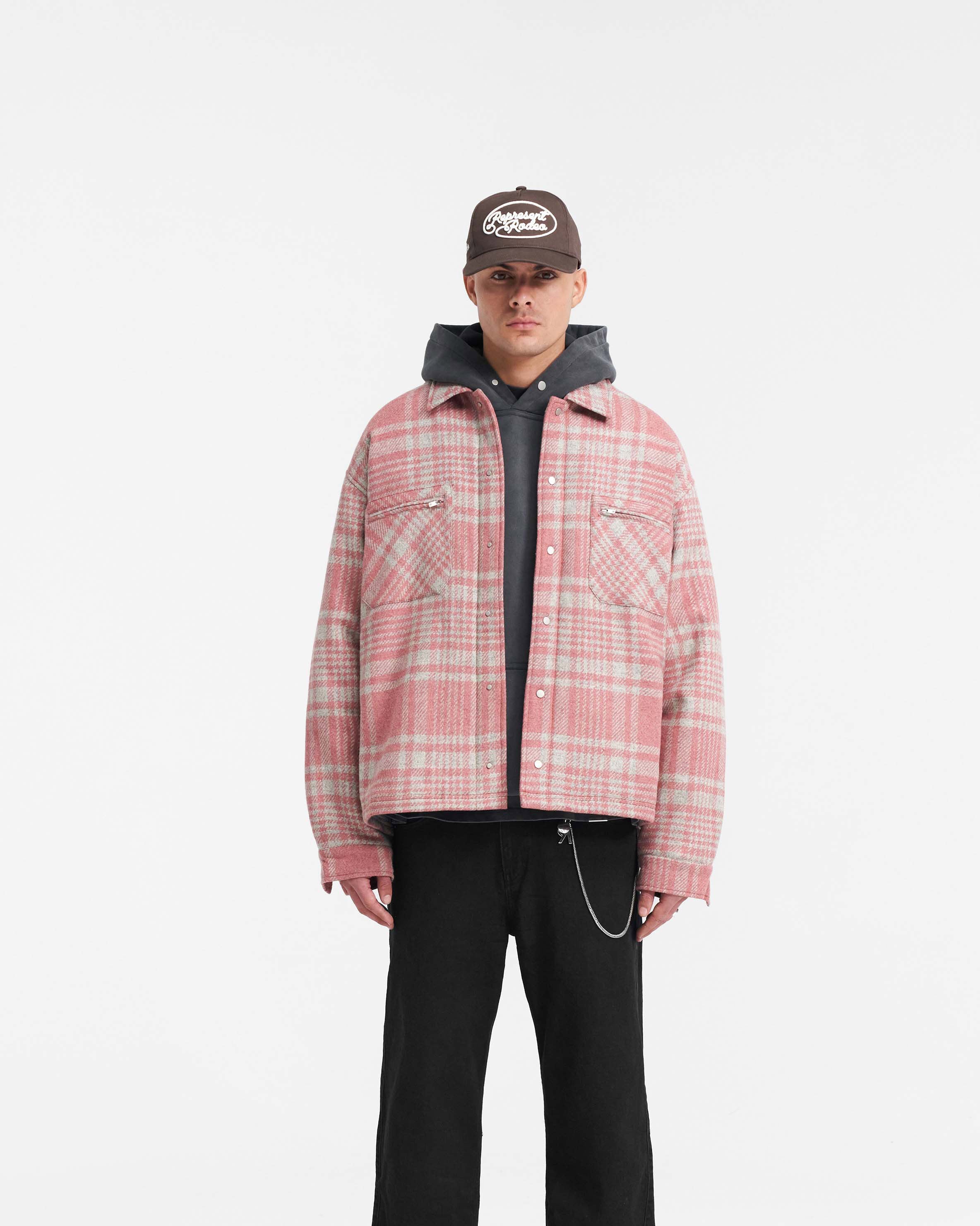 Quilted Flannel Shirt - Pink Grey Check