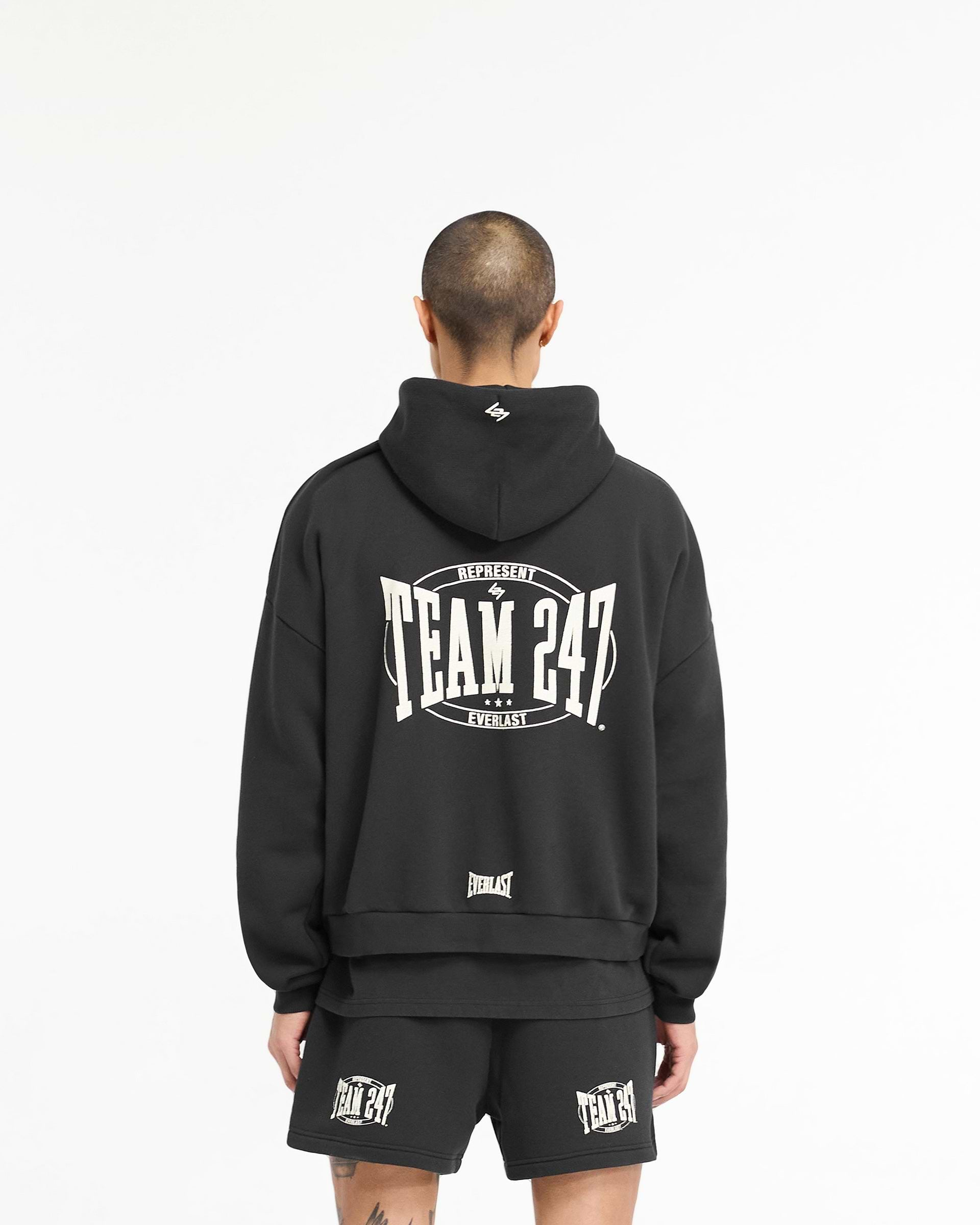 247 X Everlast Training Camp Boxy Hoodie - Off Black