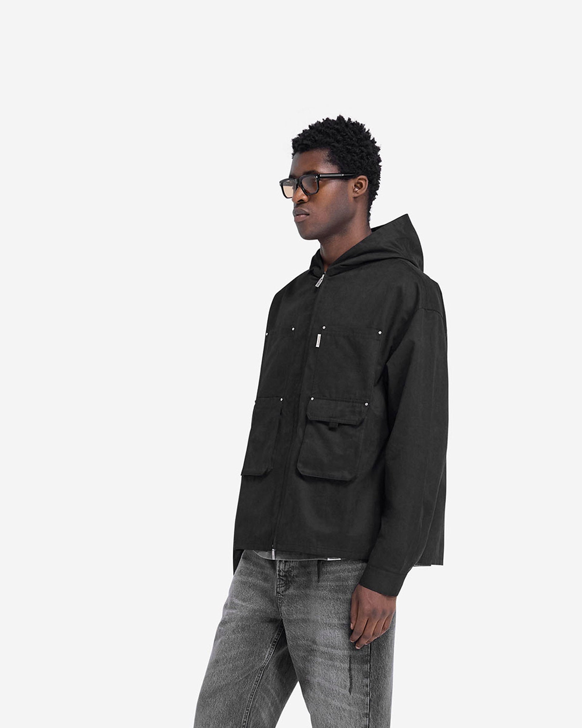 Utility Hooded Shirt - Jet Black