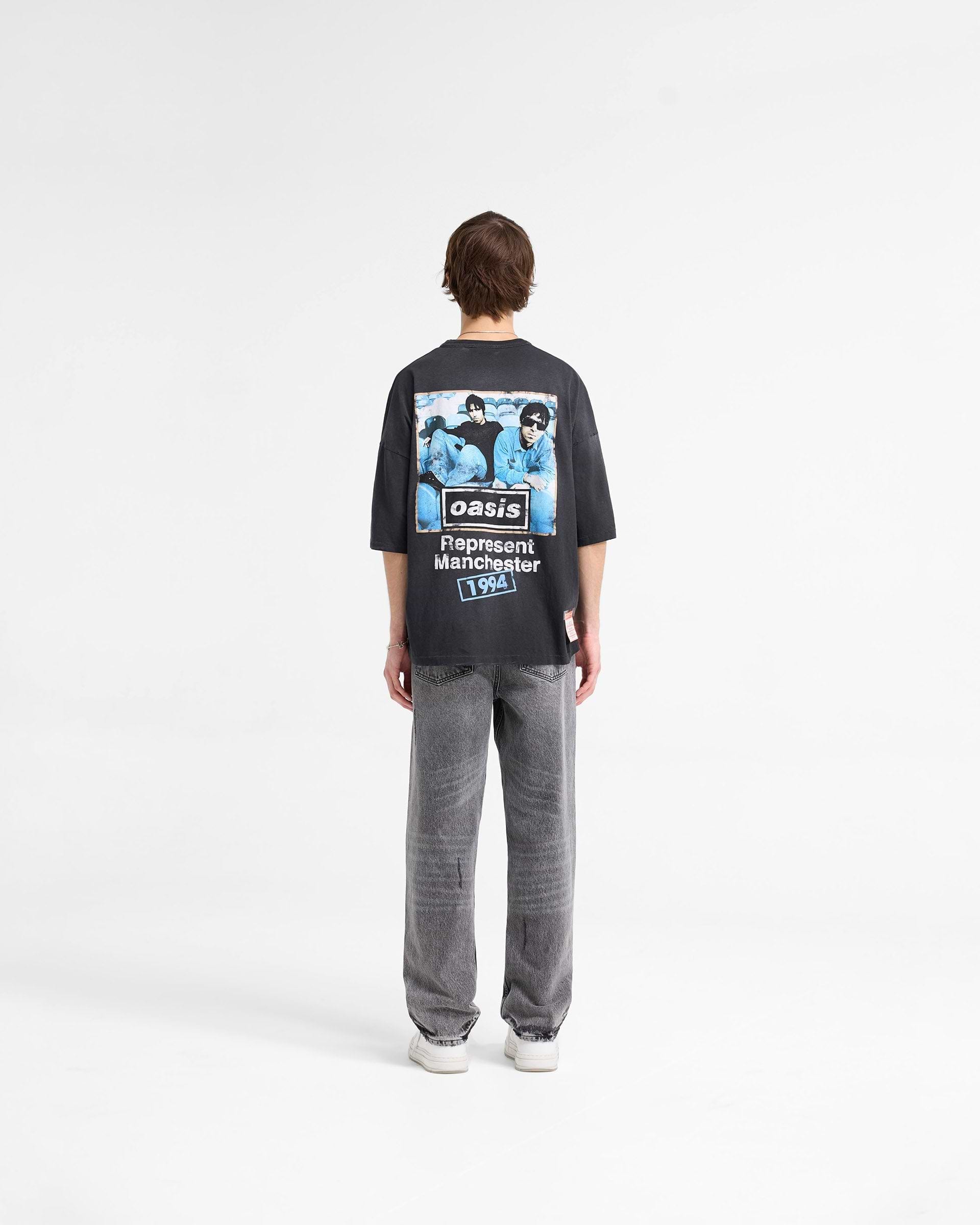 Represent X Oasis Maine Road T-Shirt | Stained Black | REPRESENT