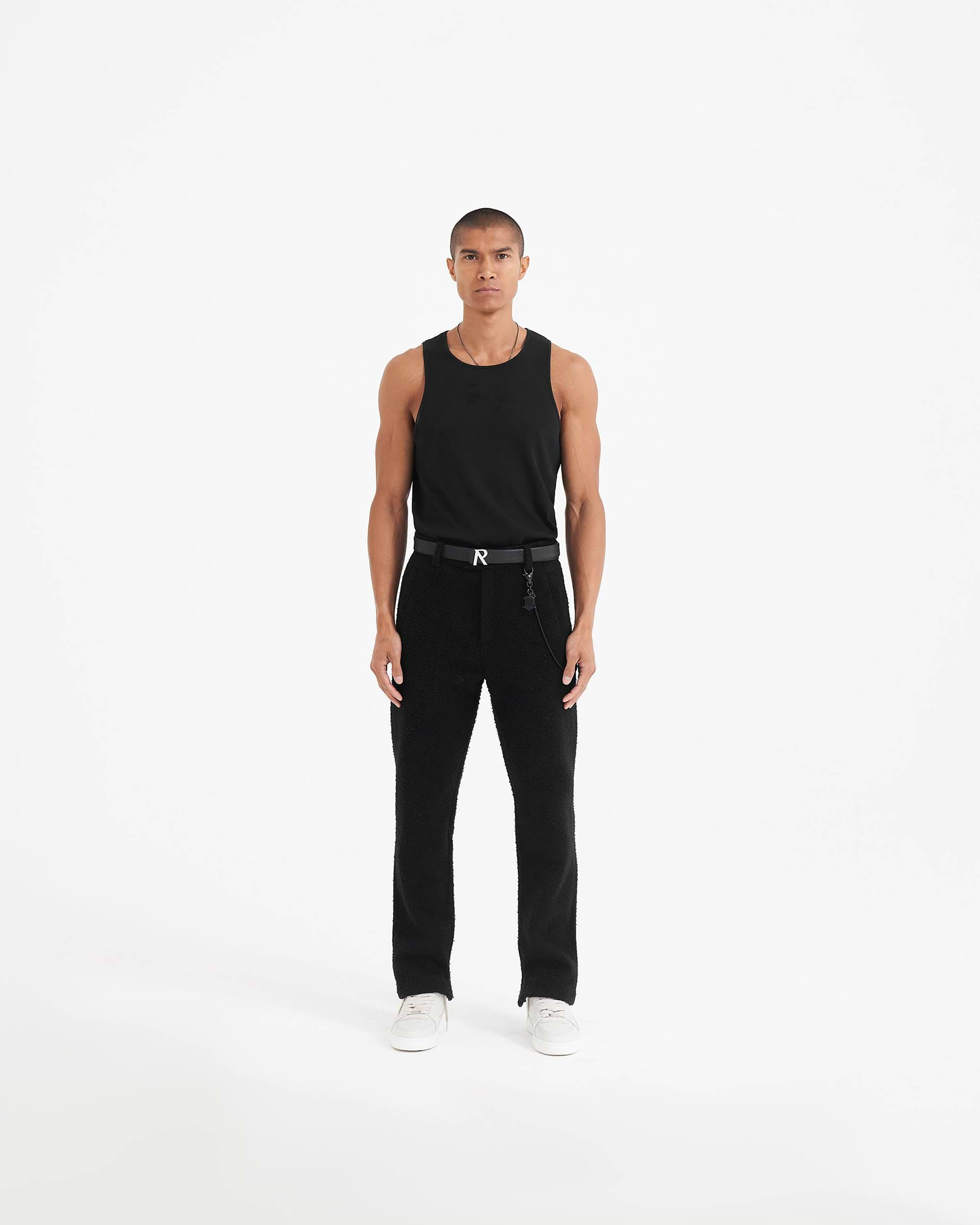 Textured Wool Tailored Pant - Black