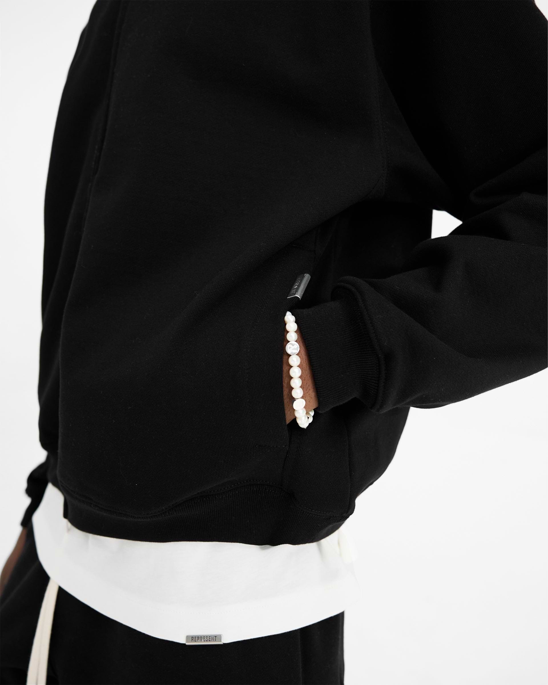 Initial Oversized Zip Hoodie - Black | REPRESENT