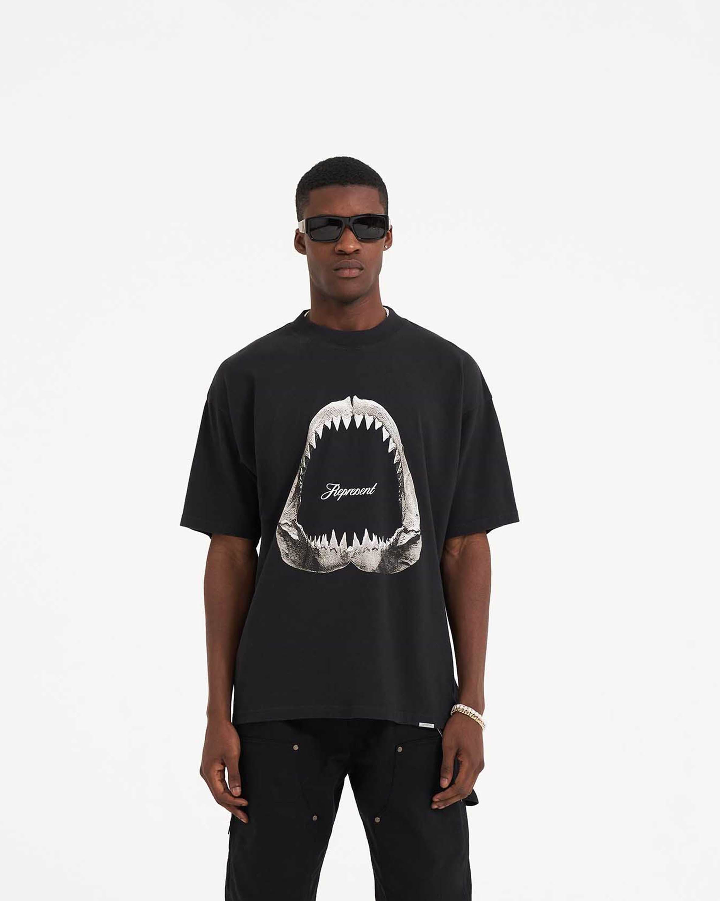 Shark Jaws T-Shirt | Off Black | REPRESENT