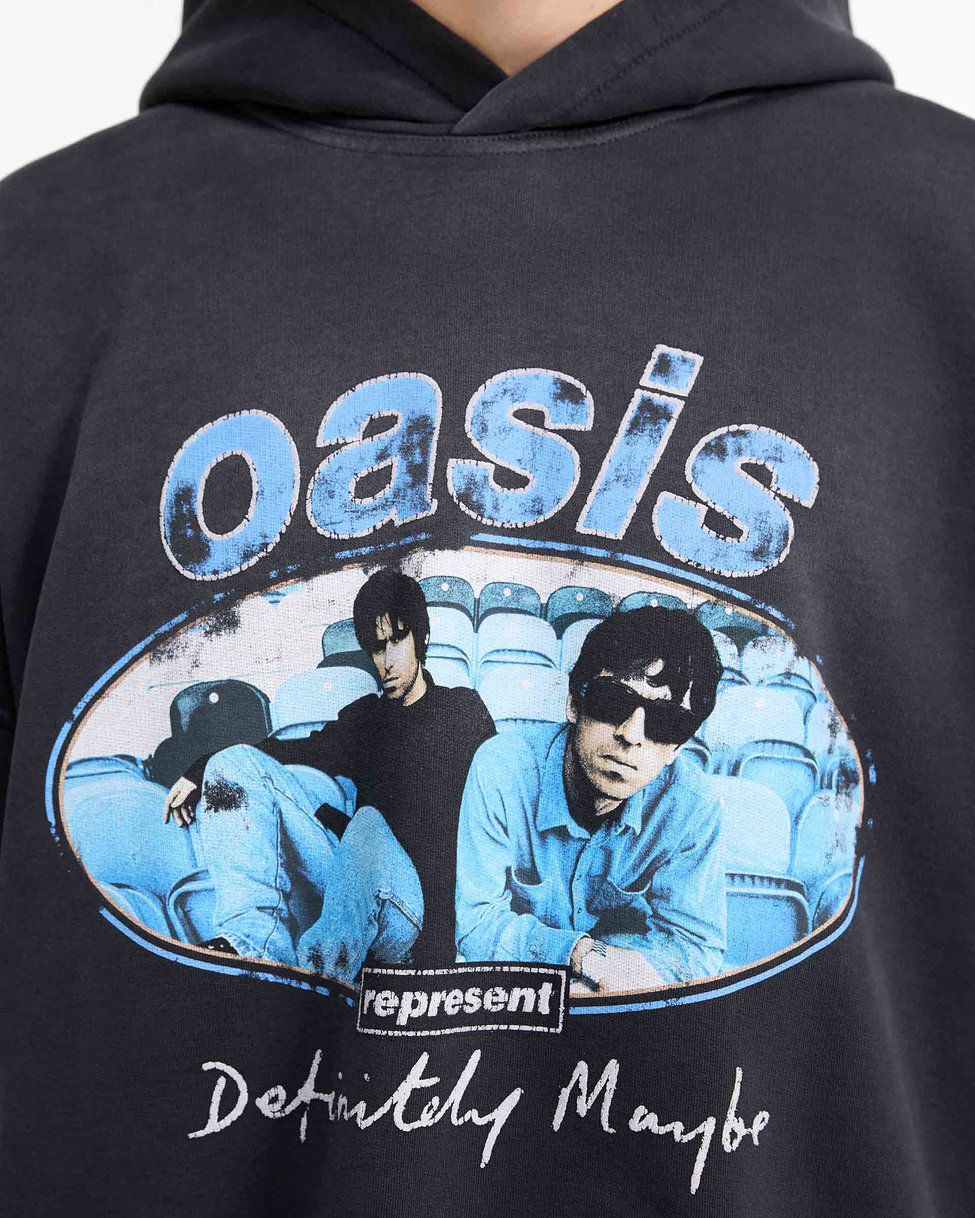 Represent X Oasis Maine Road Hoodie - Washed Black