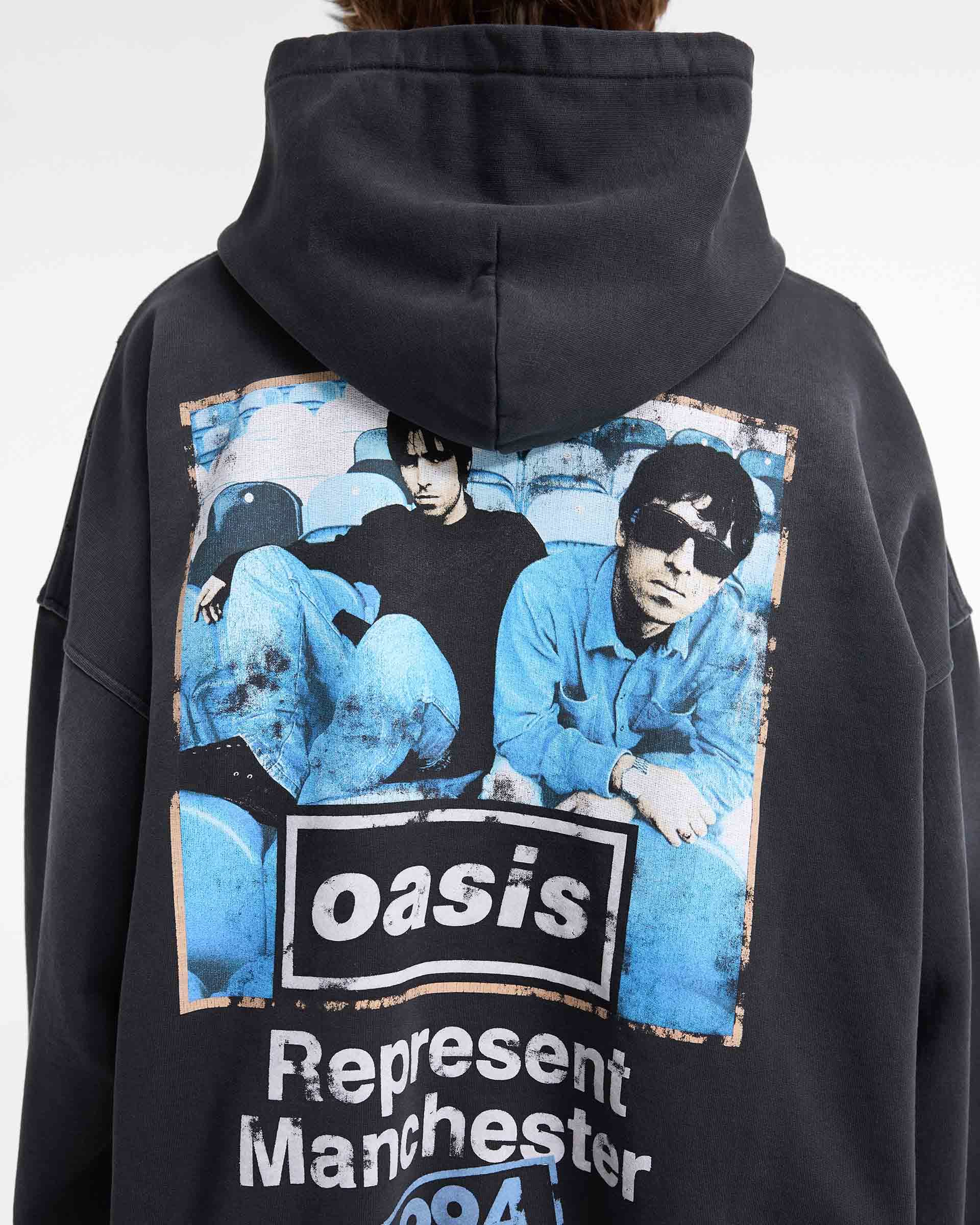 Represent X Oasis Maine Road Hoodie - Washed Black