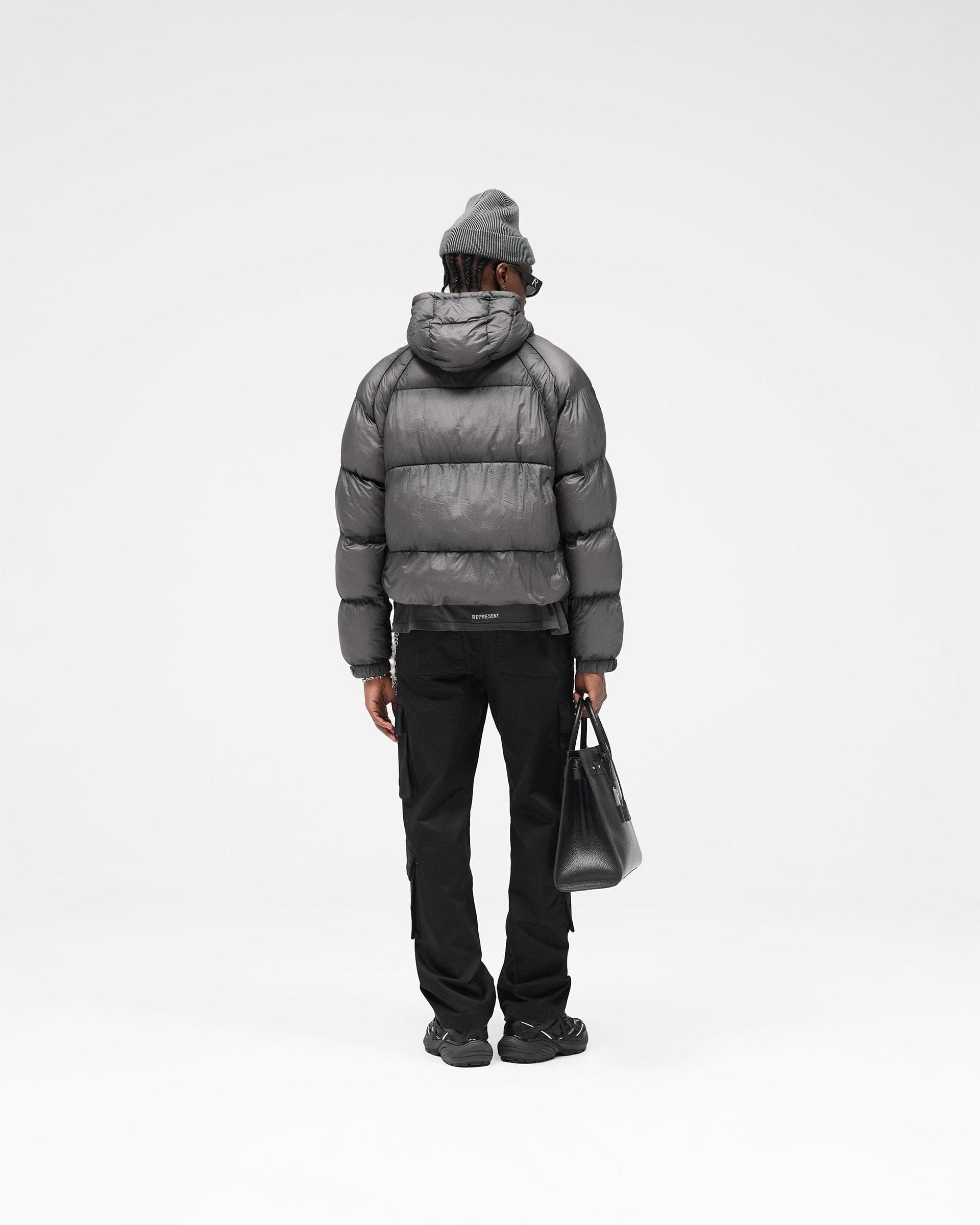 ✨REPRESENT Washed Puffer Jacket ダウンジャケット Translucent Black Hooded Puffer | Puffer Jackets | REPRESENT