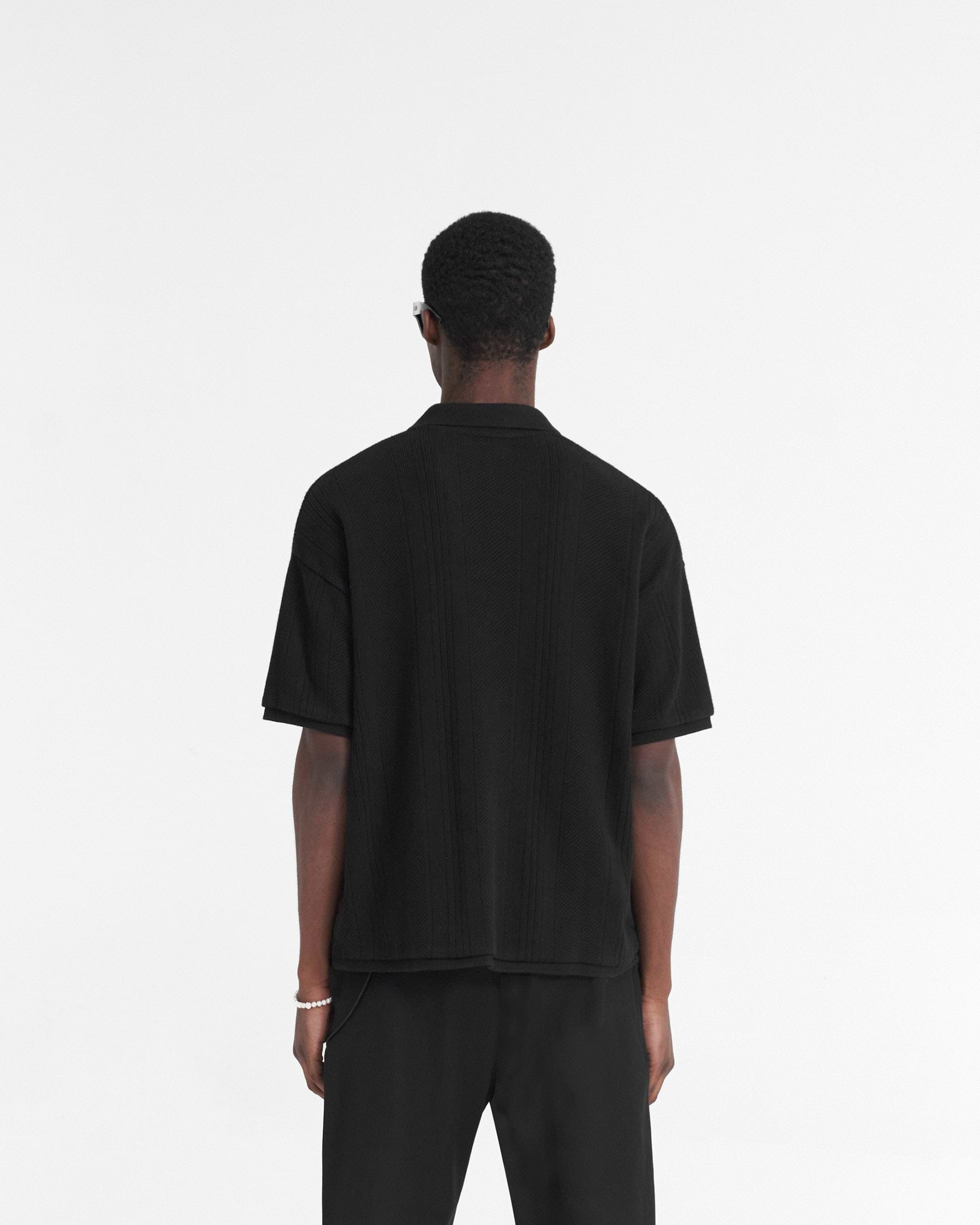 Open Stitch Polo - Black