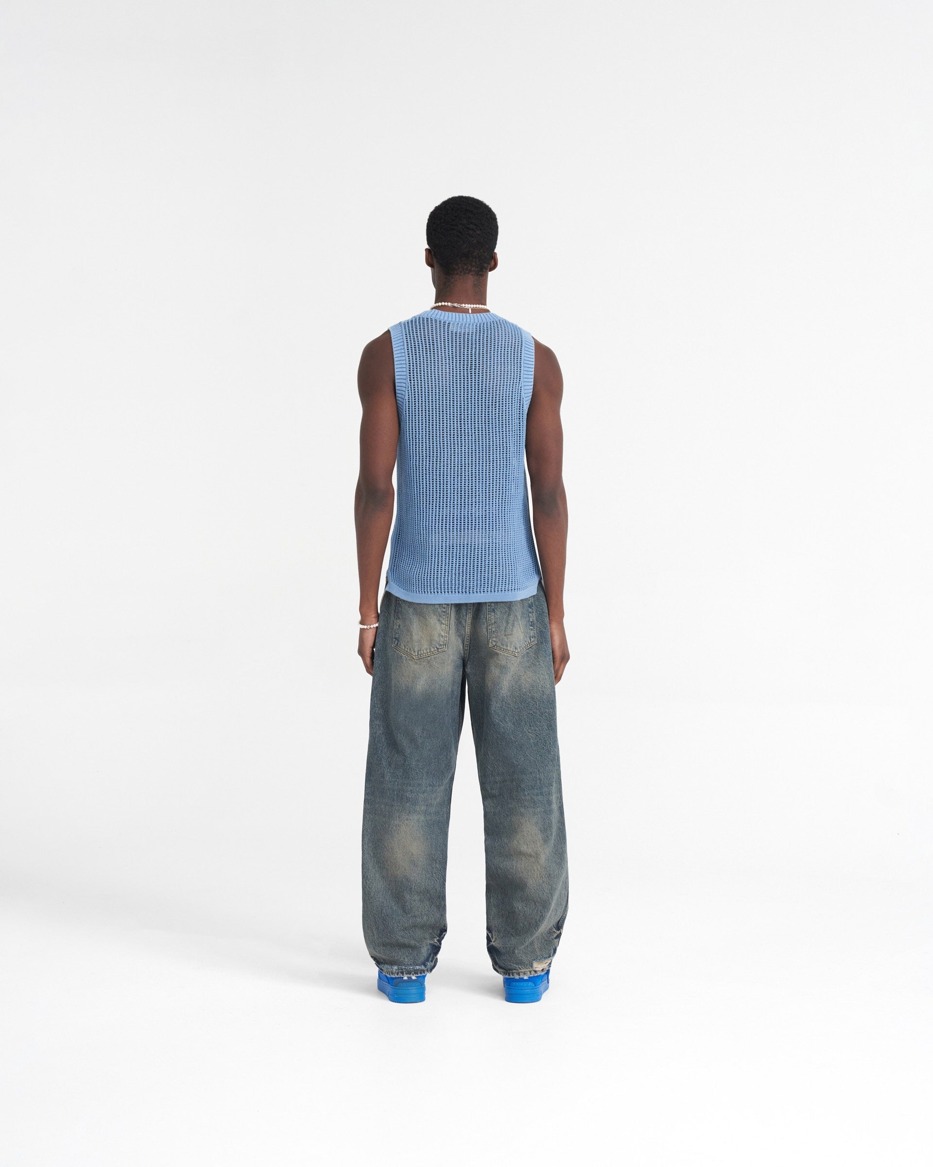 Washed Knit Vest - Sky Blue