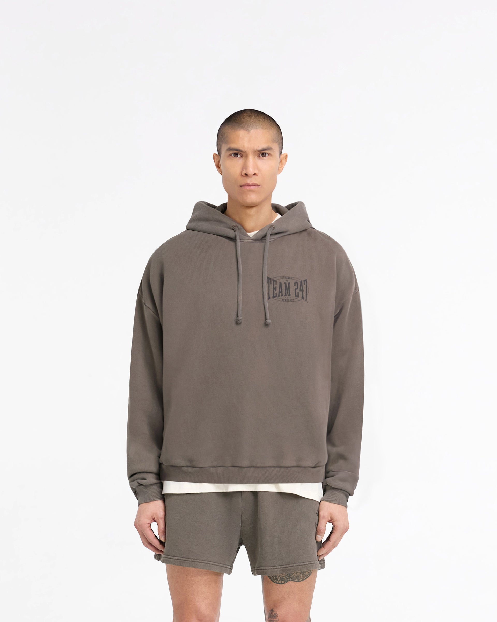 247 X Everlast Training Camp Boxy Hoodie - Washed Brown